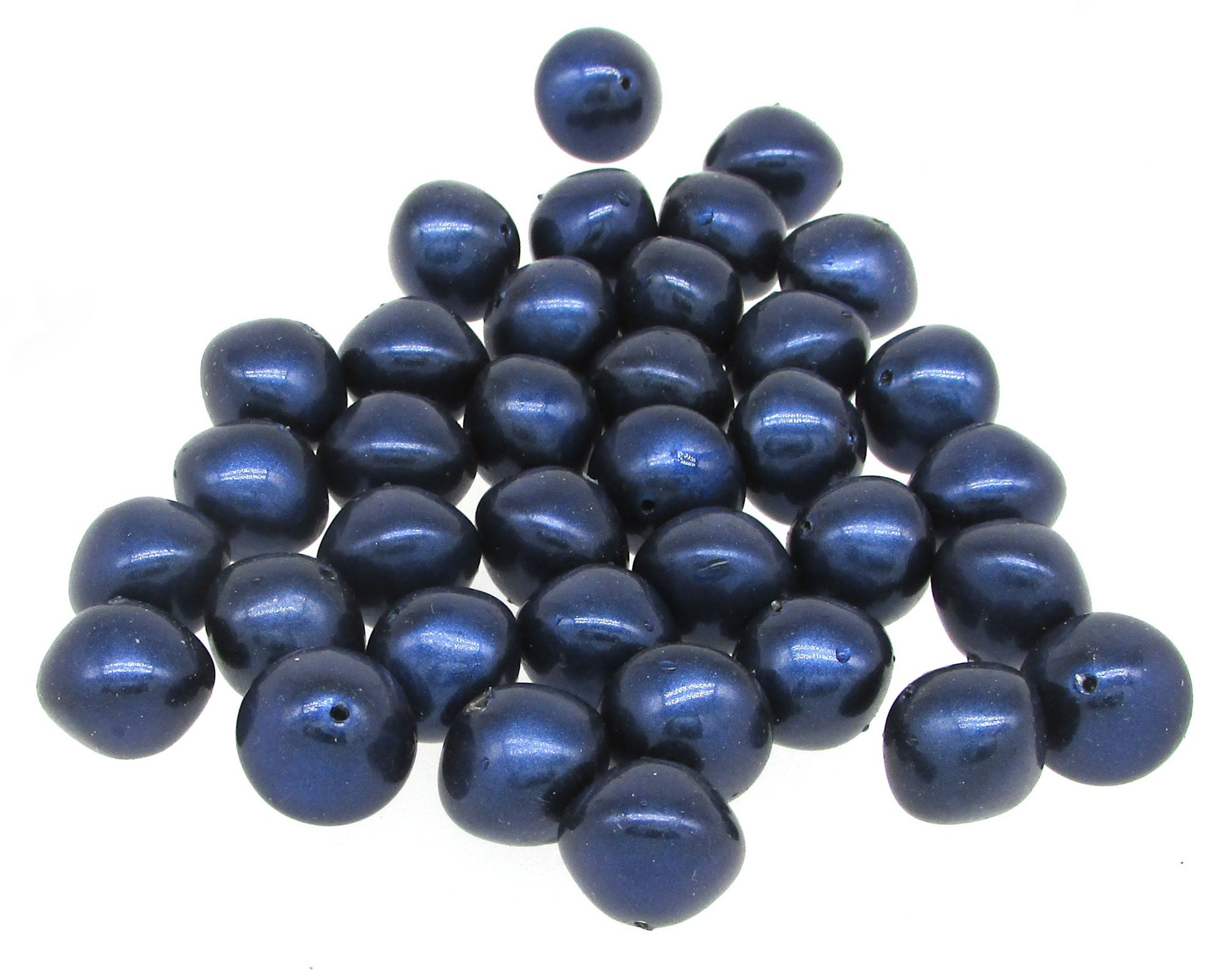 15mm Chubby Rondelles, Vintage Midnight Blue Plastic Pearls