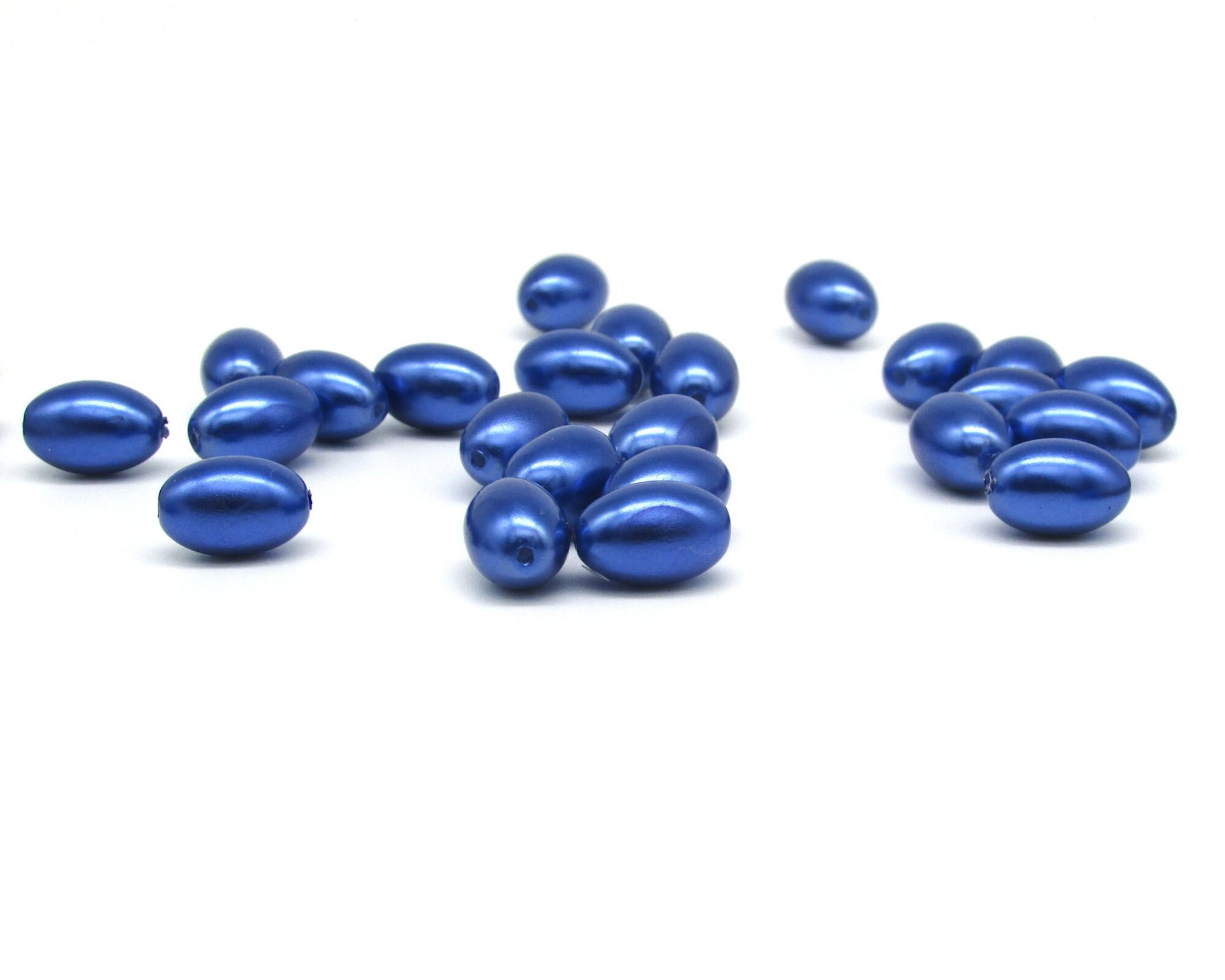 11.5mm Blue Tapered Oval Rice Beads (25)