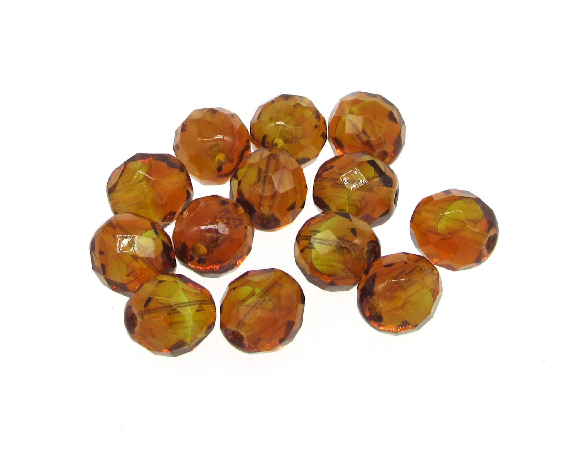 10mm Round Faceted Topaz Czech Glass Beads