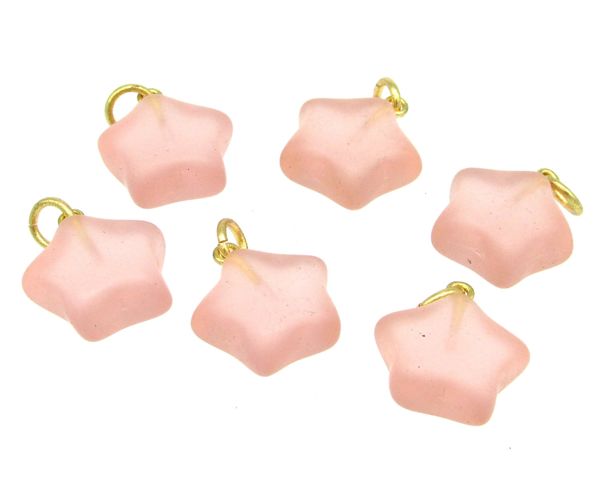 17mm Star Charms, Matte Pressed Glass Pendants