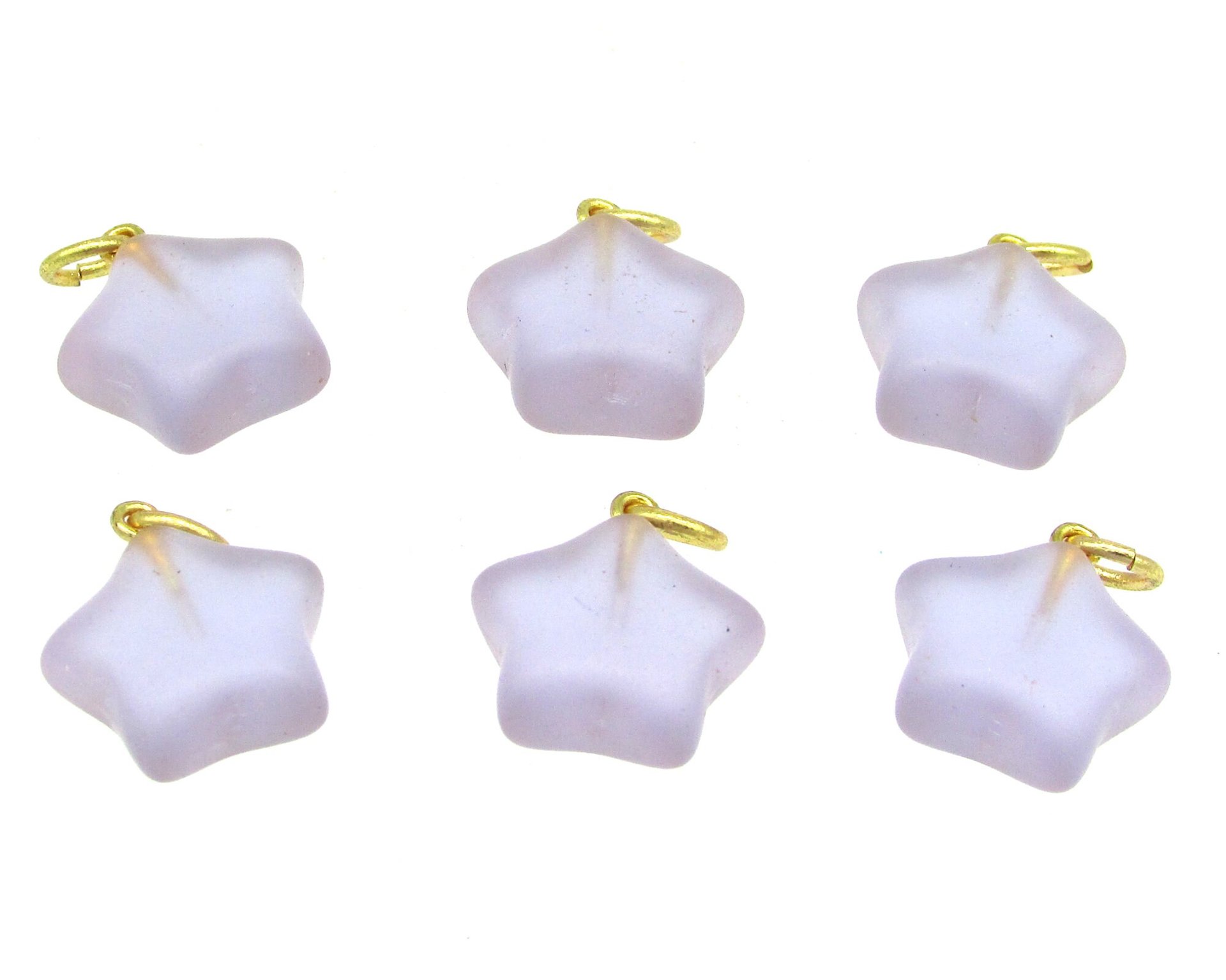 17mm Star Charms, Matte Pressed Glass Pendants