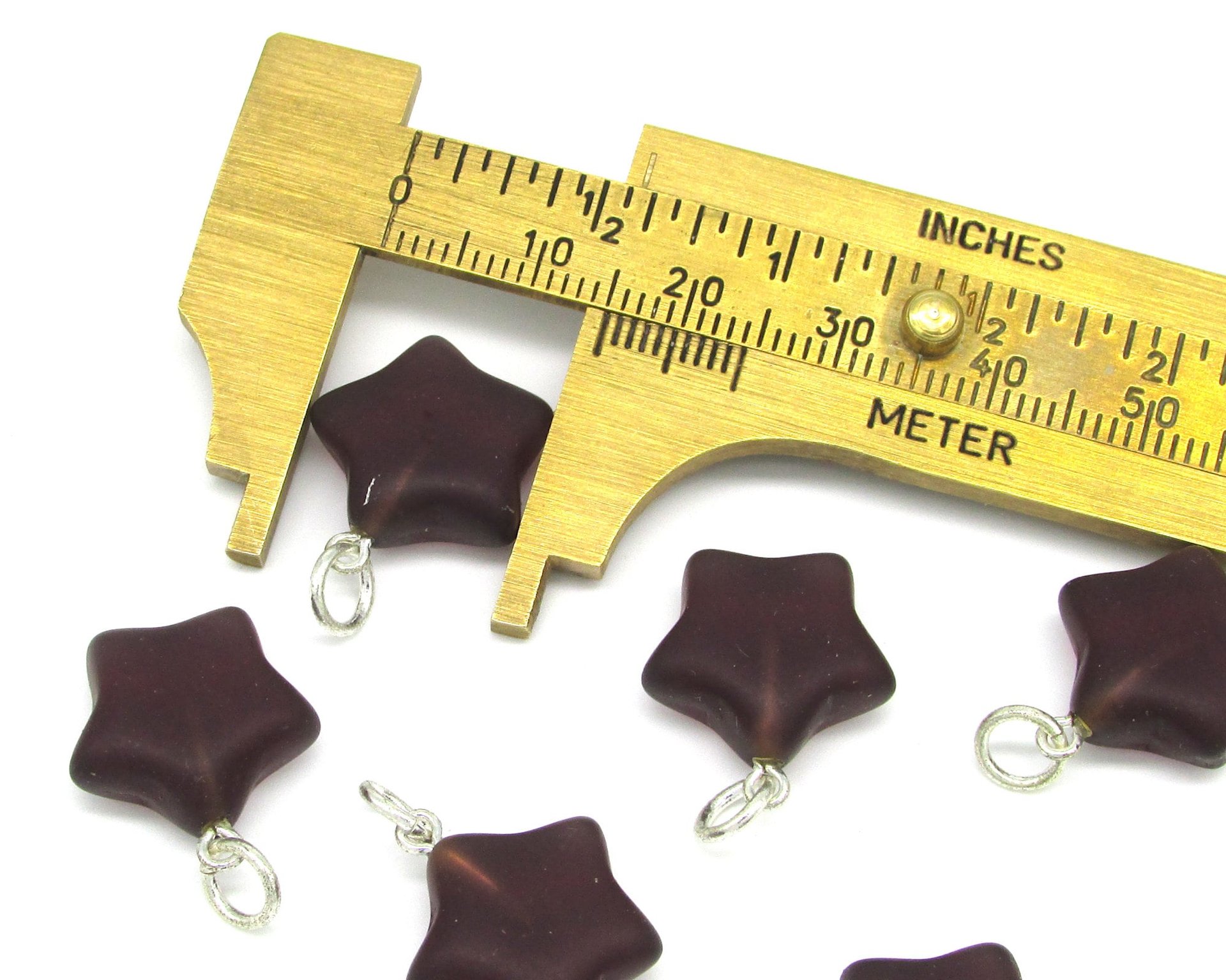 17mm Star Charms, Matte Pressed Glass Pendants