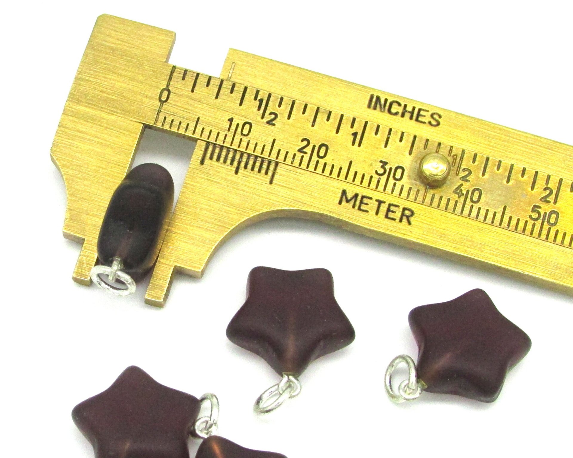 17mm Star Charms, Matte Pressed Glass Pendants