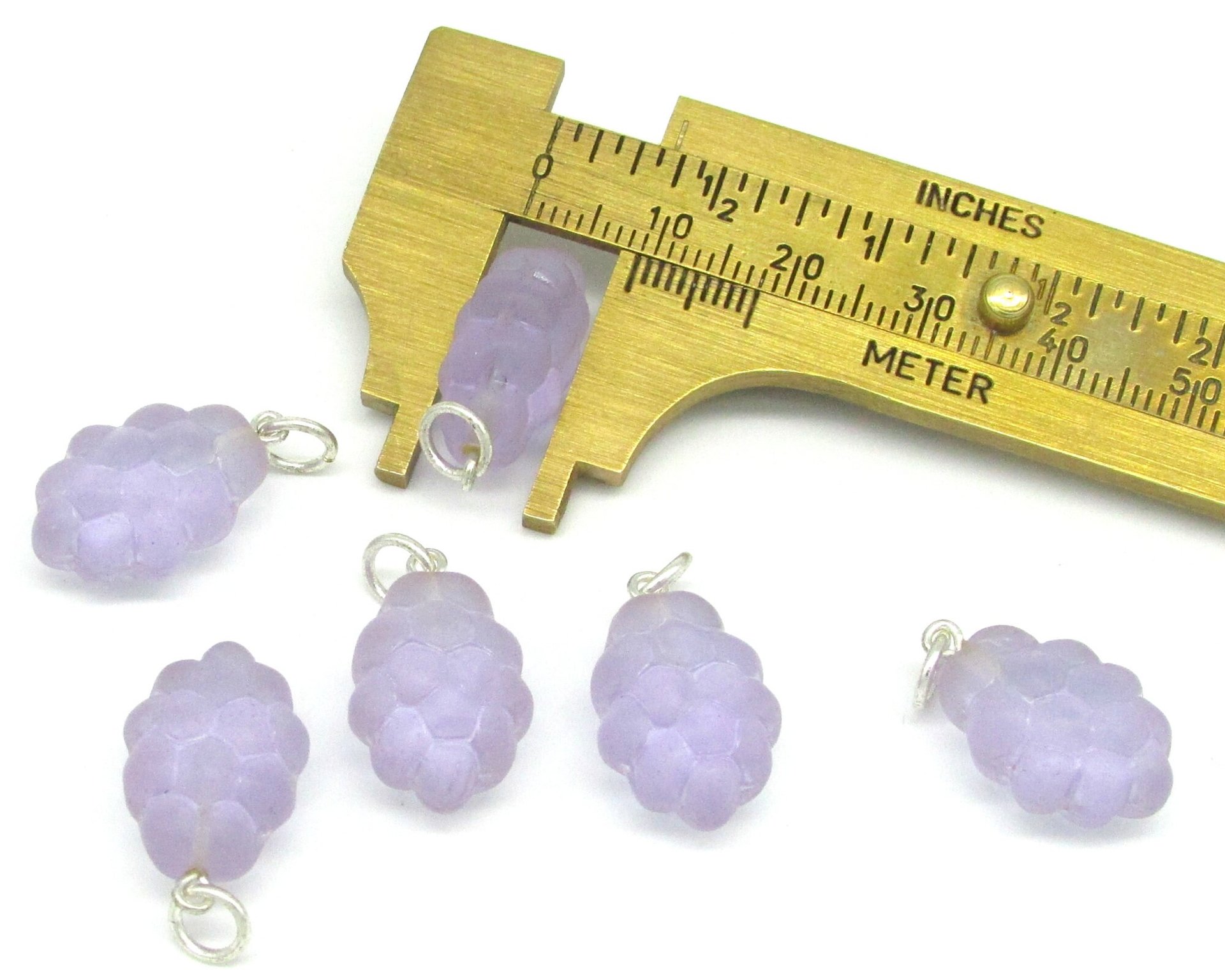 20.5x13mm Grape Cluster Charms, Czech Pressed Glass Bead Pendants