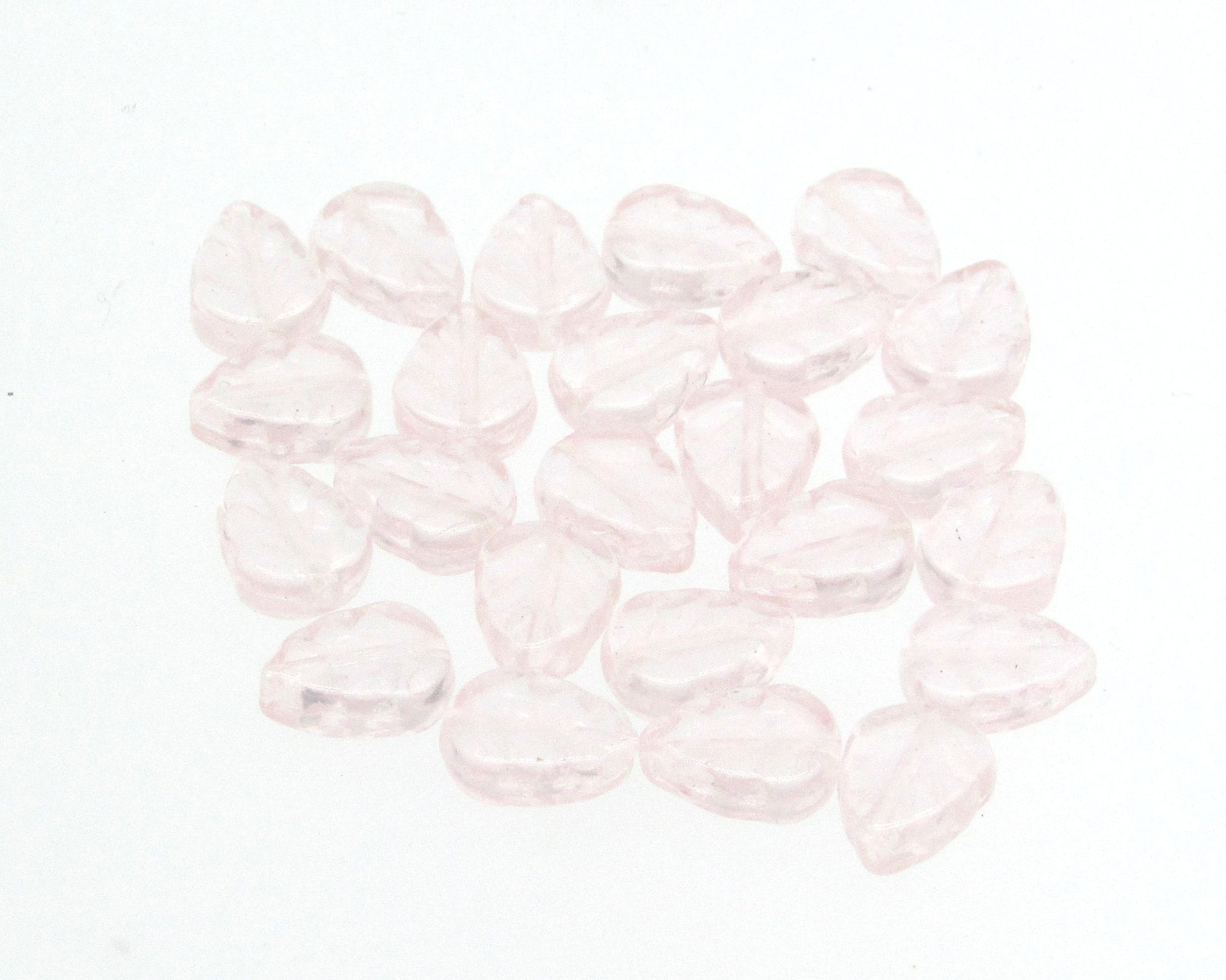 Flat Leaf Beads, Czech Pressed Glass 10x8mm Veined Birch