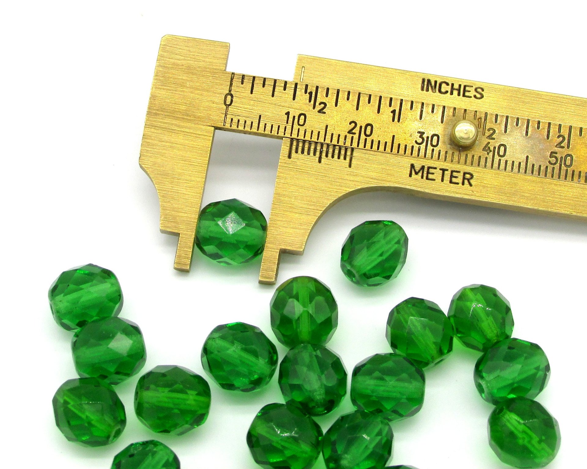 Green 10mm Faceted Rounds, Czech Glass Beads, Choose a Shade