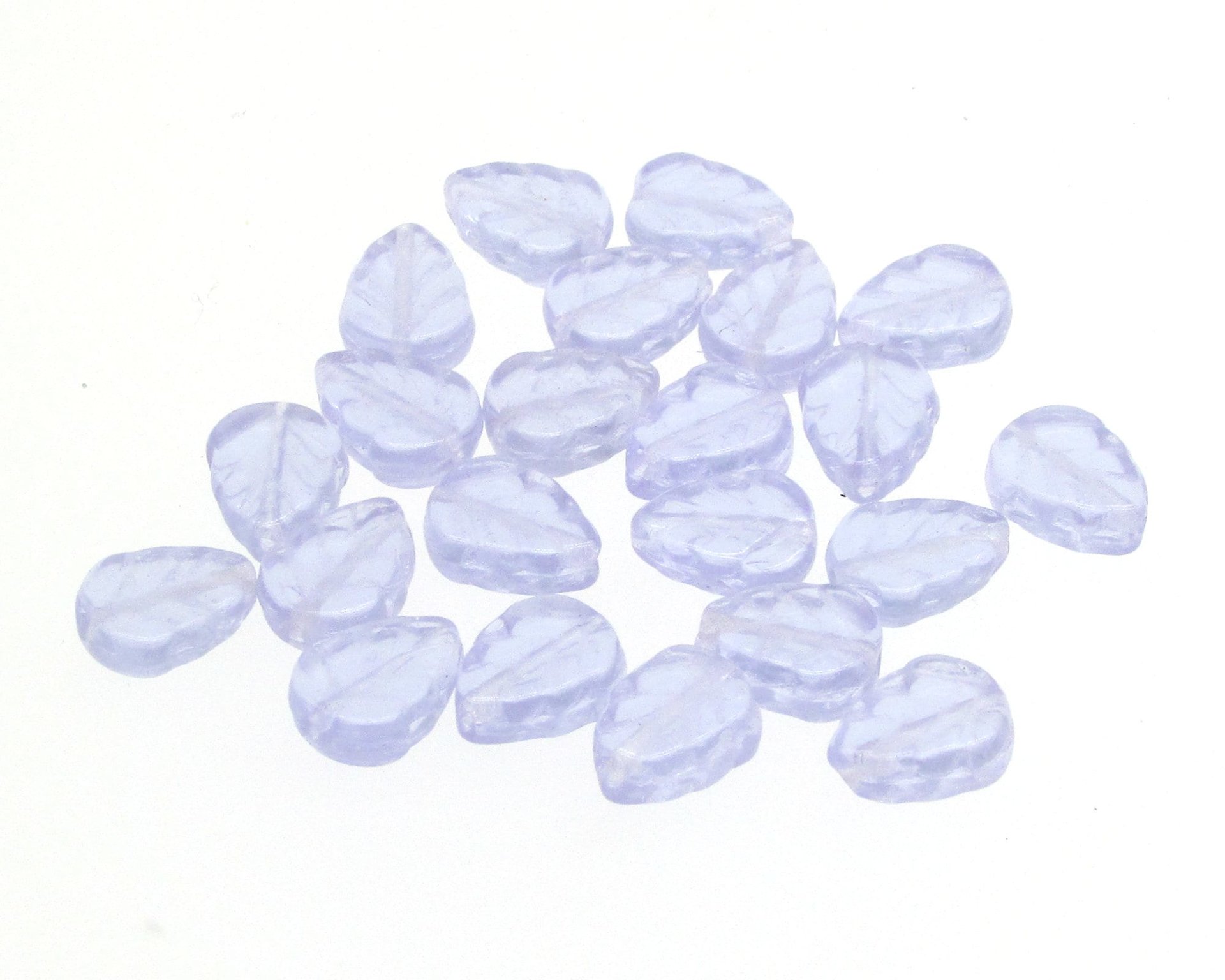 Flat Leaf Beads, Czech Pressed Glass 10x8mm Veined Birch