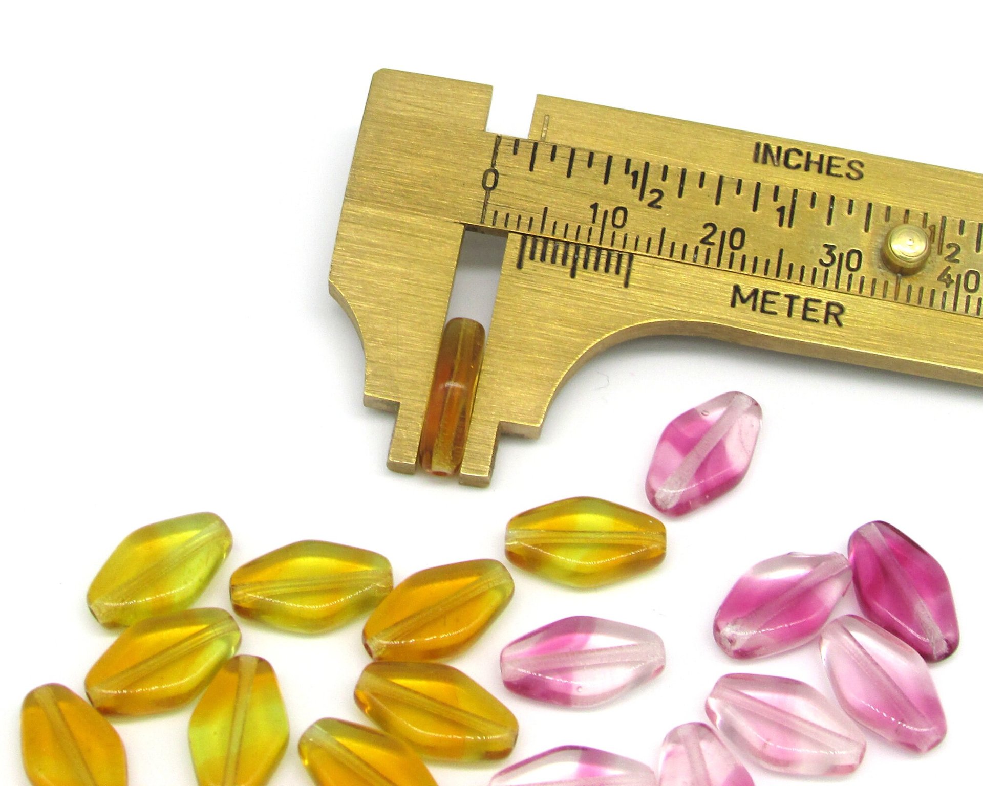 13x8mm Flat Diamond Pressed Glass Beads