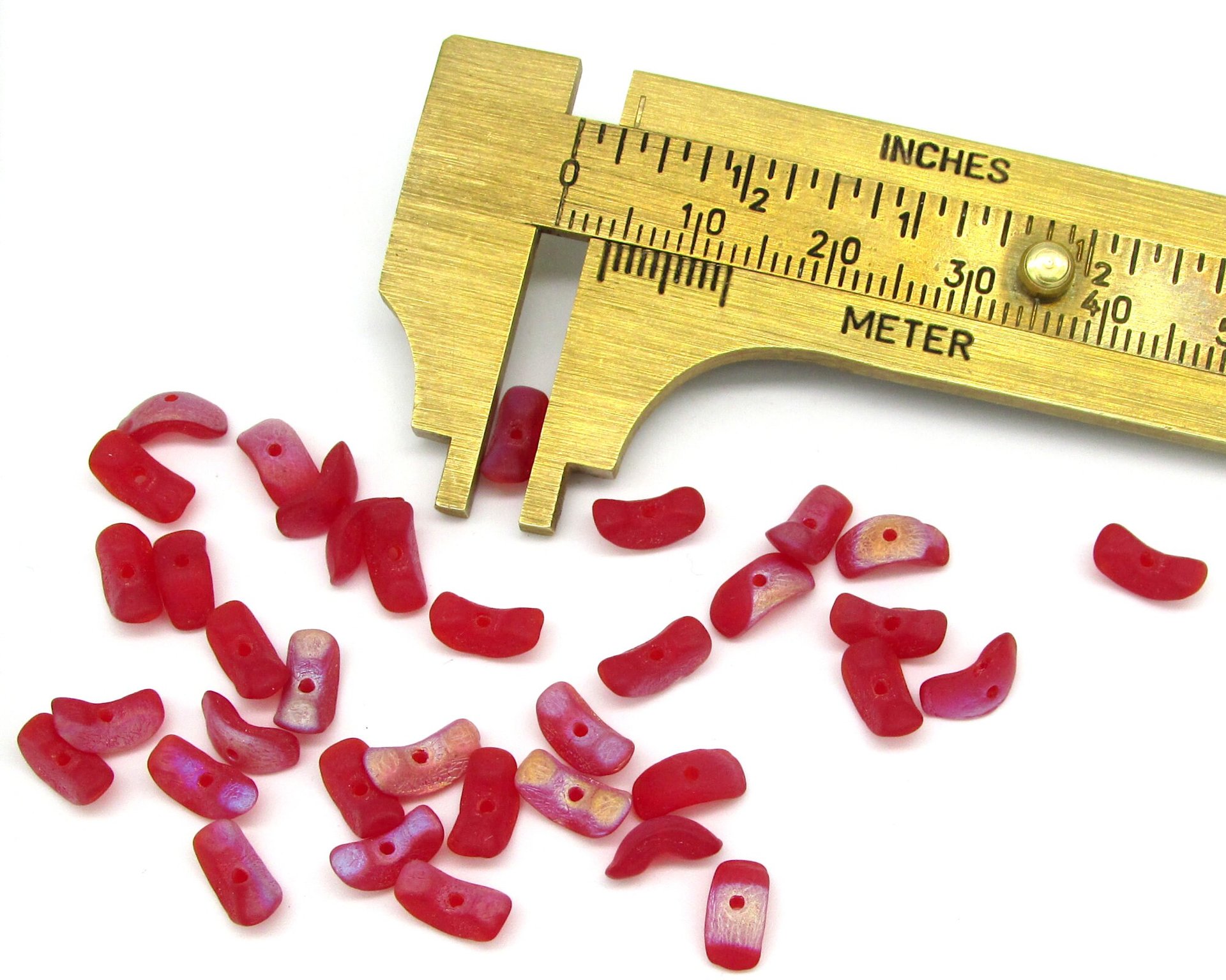 8mm Red Angel Wing Czech Glass Beads