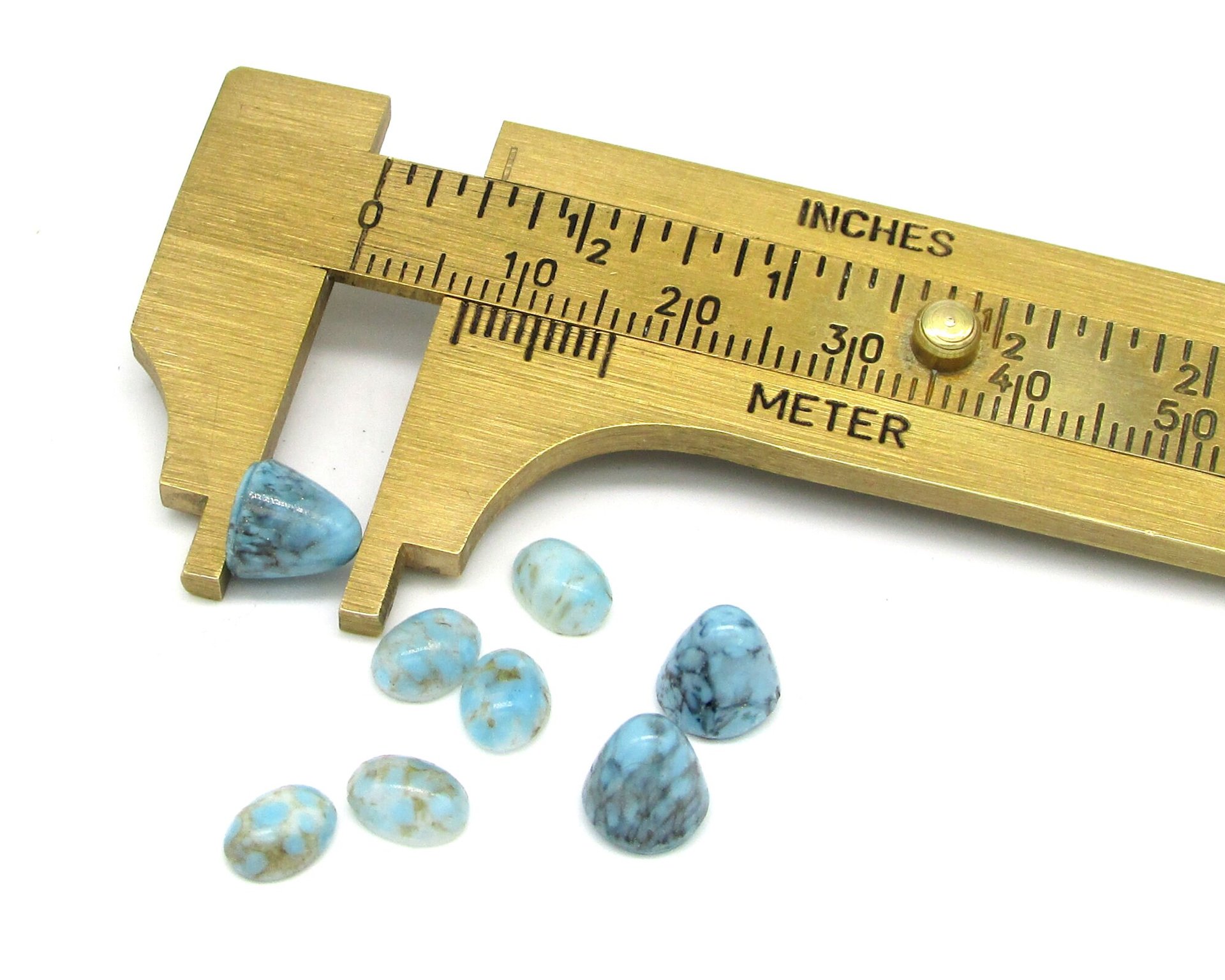 7mm Cabochon Mixed Lot, Vintage Turquoise Matrix Glass Stones