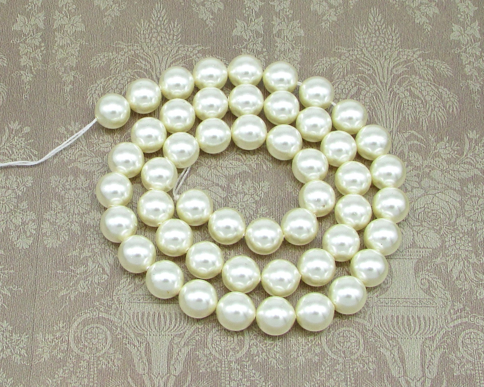 8mm Round Creamrose Crystal Pearl Beads