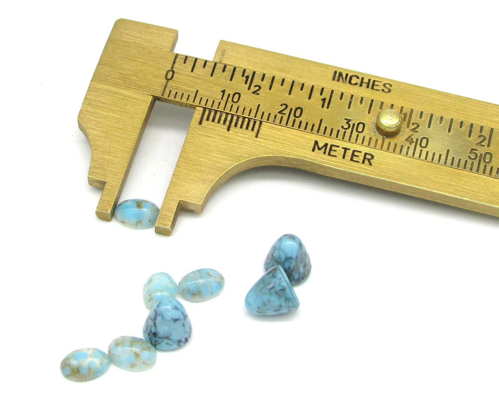 7mm Cabochon Mixed Lot, Vintage Turquoise Matrix Glass Stones