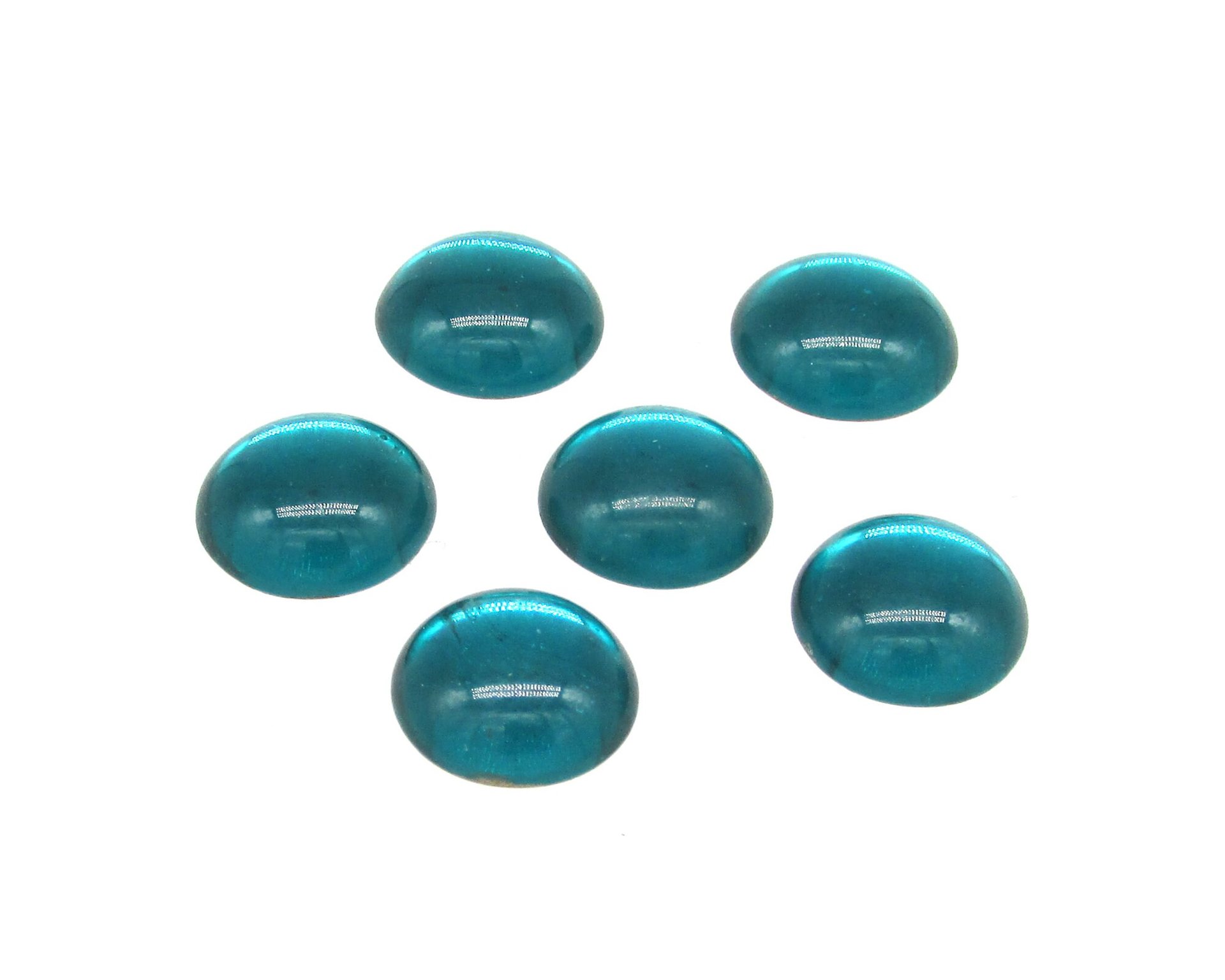 11mm Round Foiled Aqua Glass Cabochons