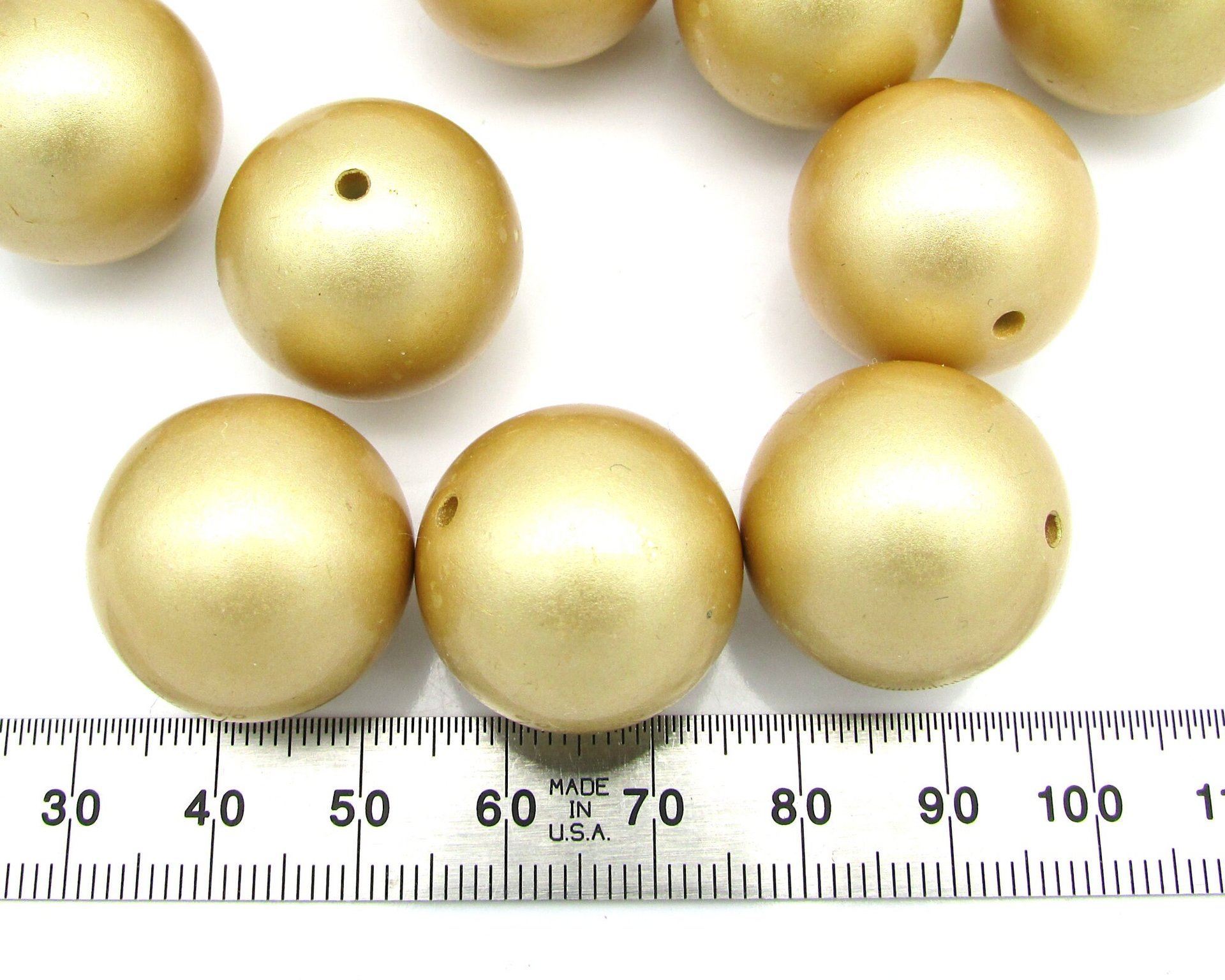 22mm Round Beads, Vintage Jumbo Plastic Pearls