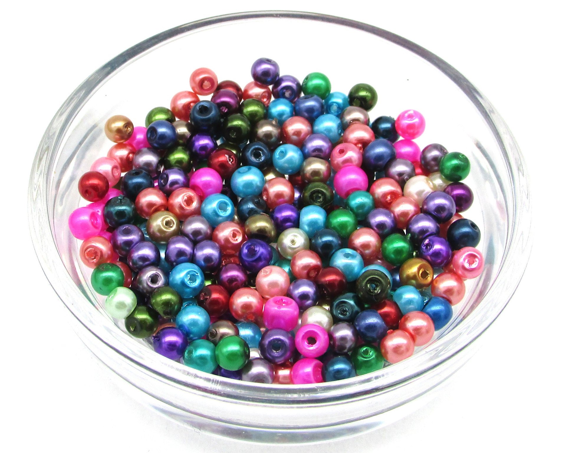 4mm Round Glass Pearl Bead Mix, 20g