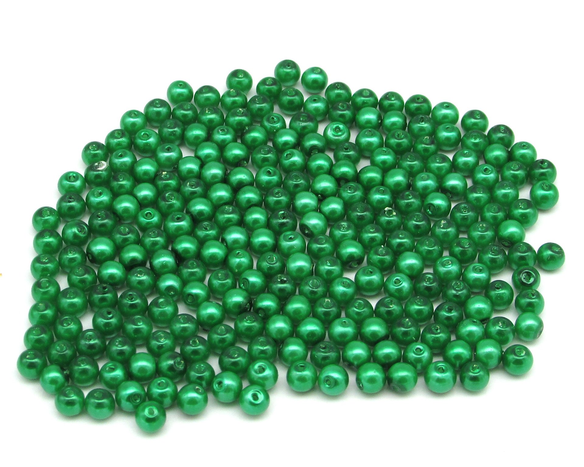 4mm Opaque Green Glass Pearls 20g