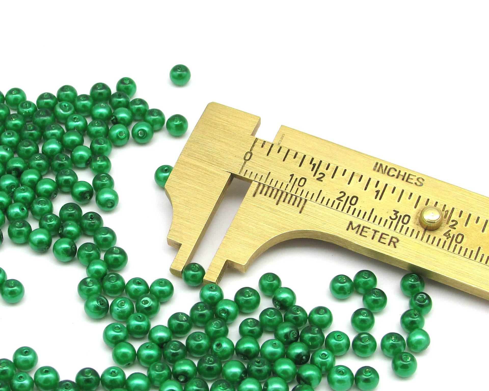 4mm Opaque Green Glass Pearls 20g