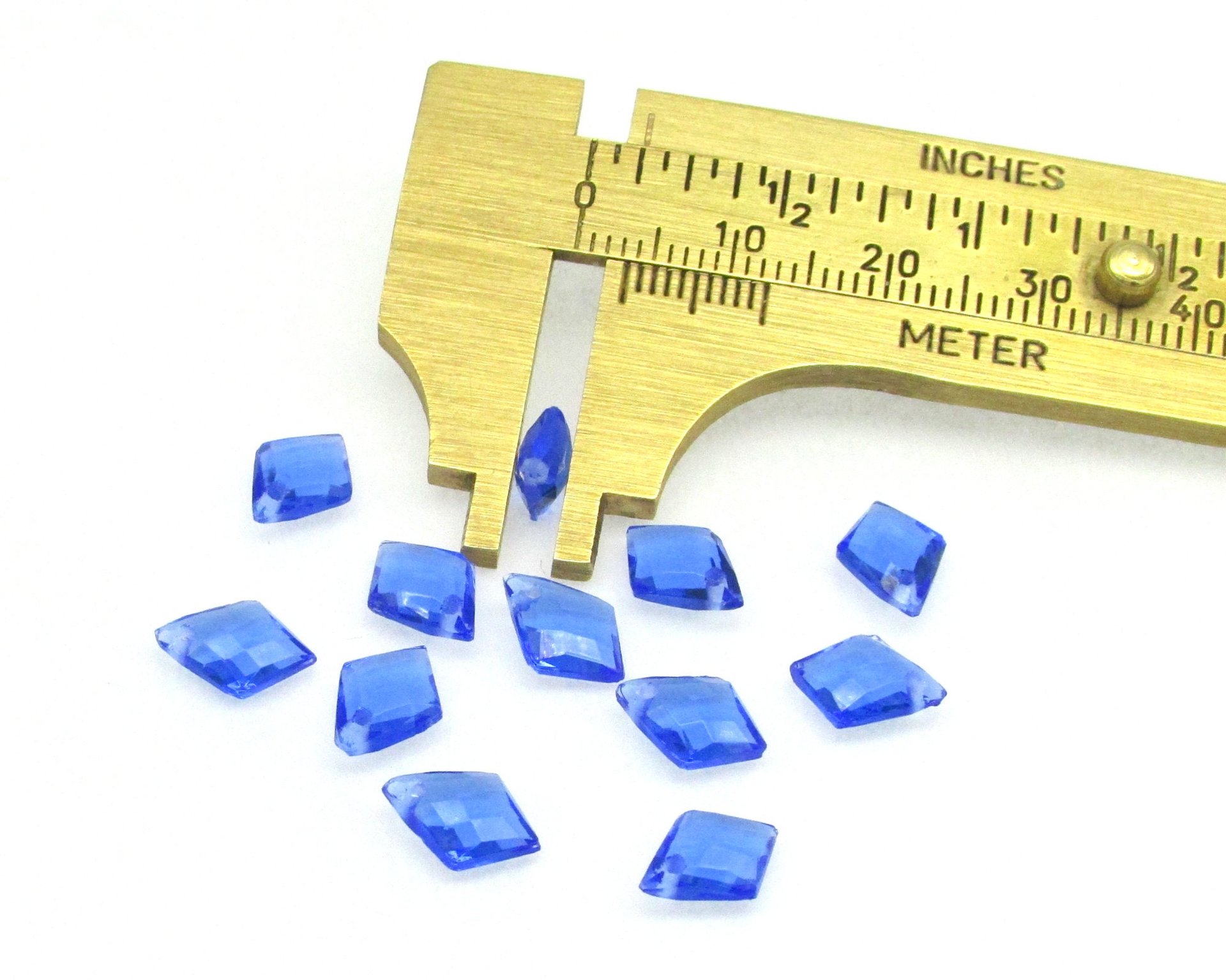 9x7mm Sapphire Kite Briolettes, Faceted Czech Glass Beads