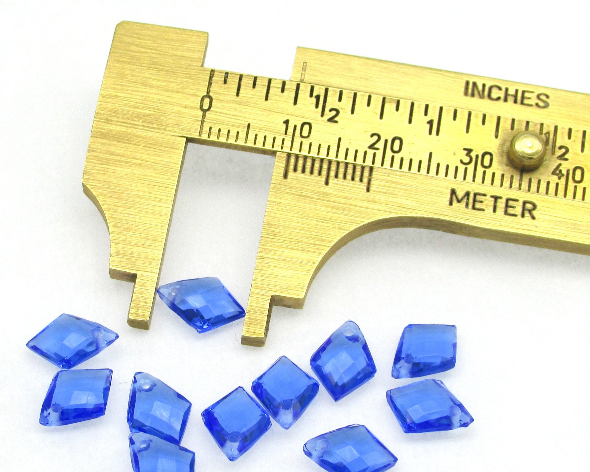 9x7mm Sapphire Kite Briolettes, Faceted Czech Glass Beads