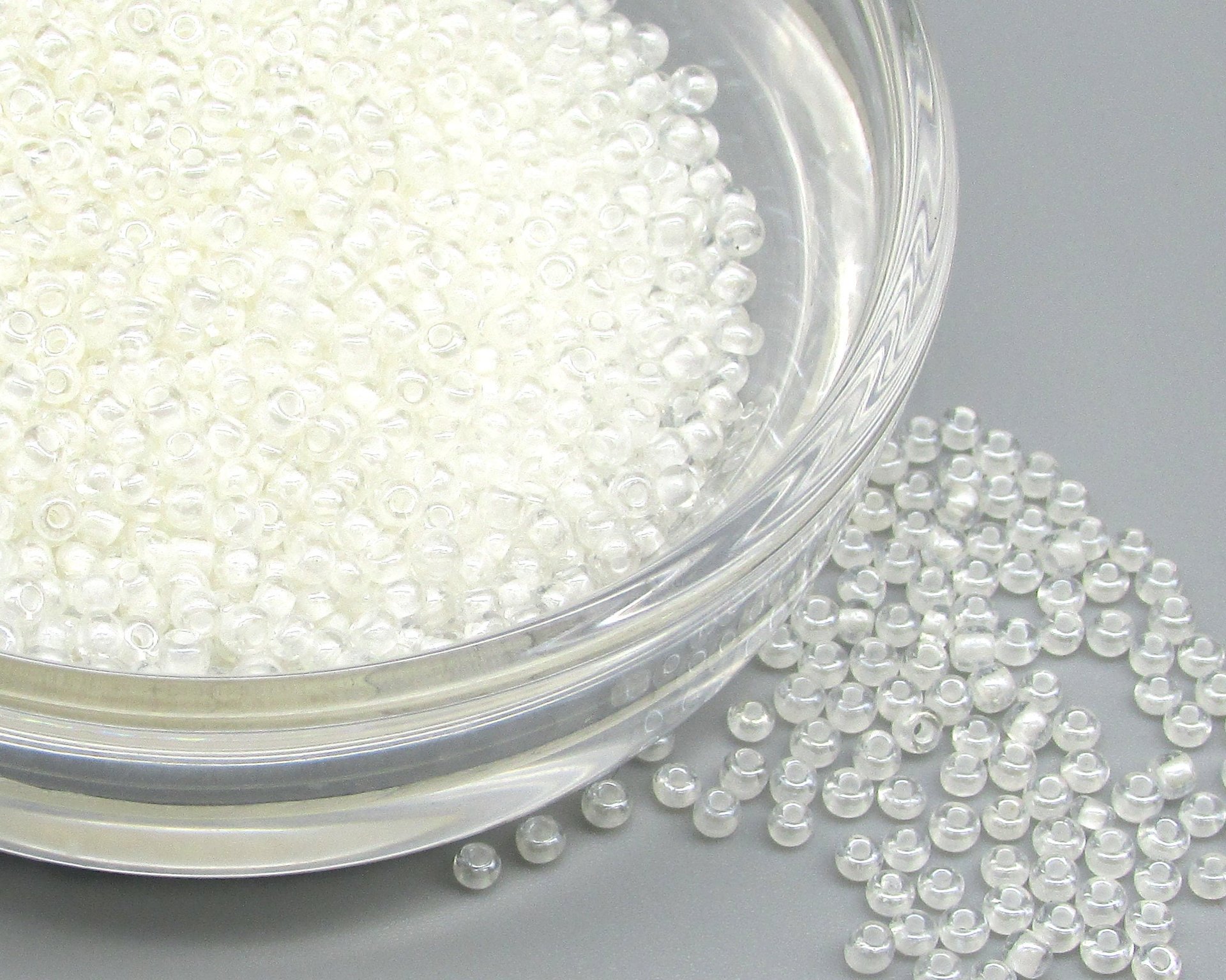 11/0 Clear Seed Beads, White Lined