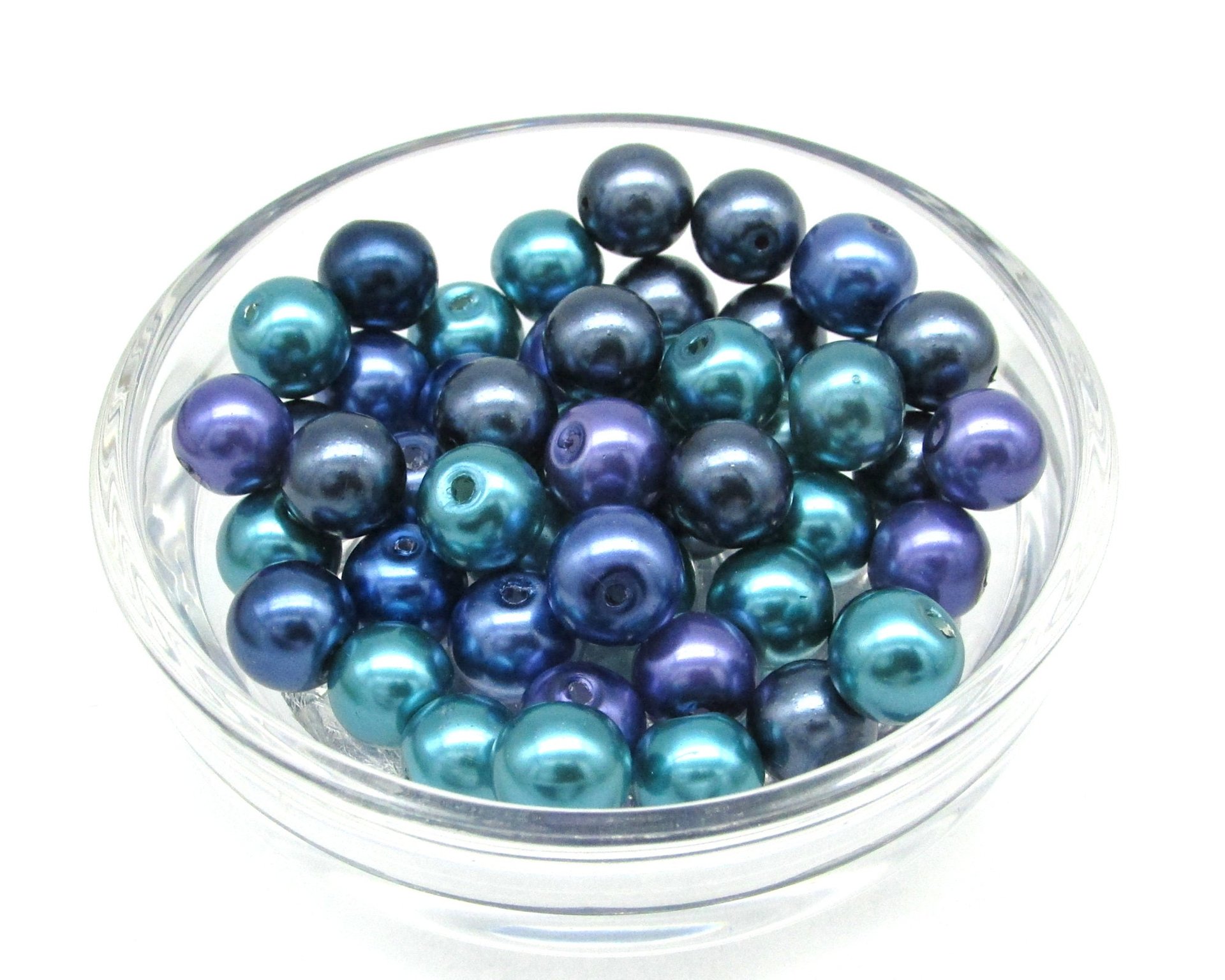 8mm Round Faux Pearls, Opaque Coated Glass Lustre Beads, Medium Spacers (50)