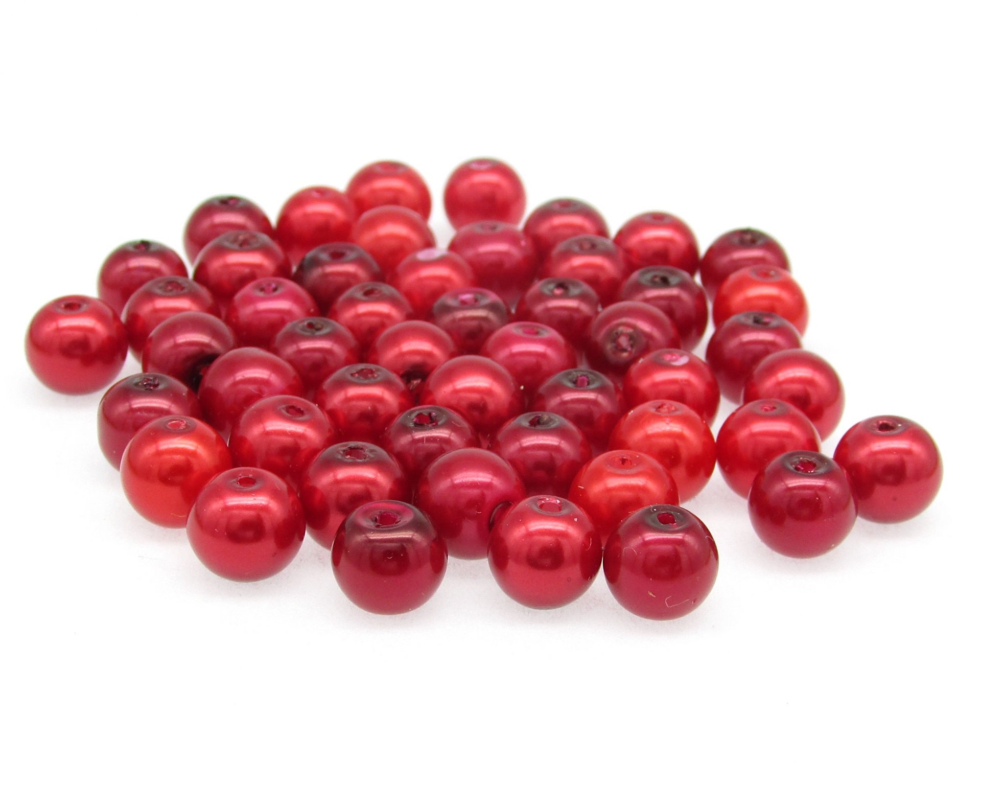 8mm Red Glass Pearls (50)