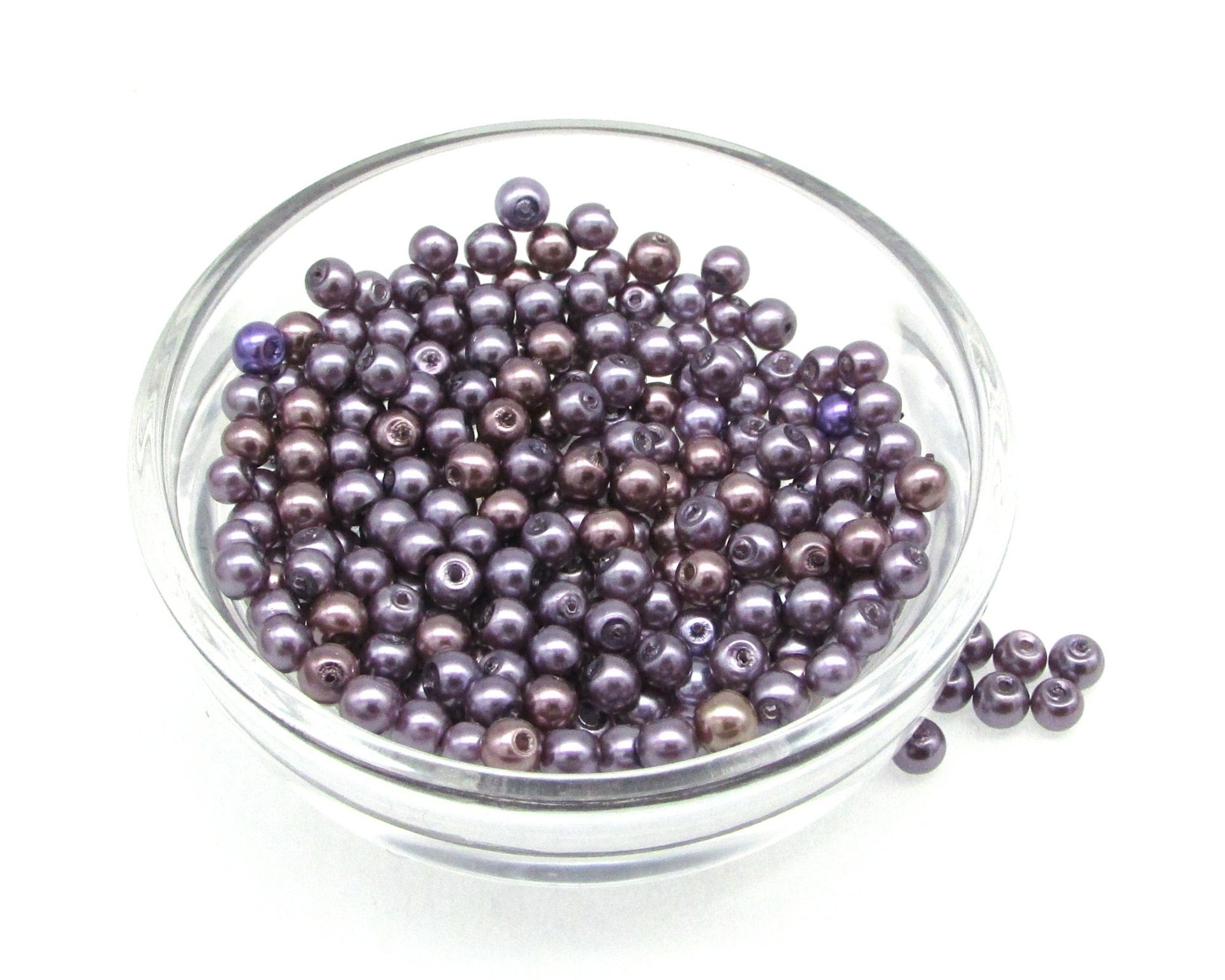 4mm Opaque Purple Glass Pearl Beads (20g)