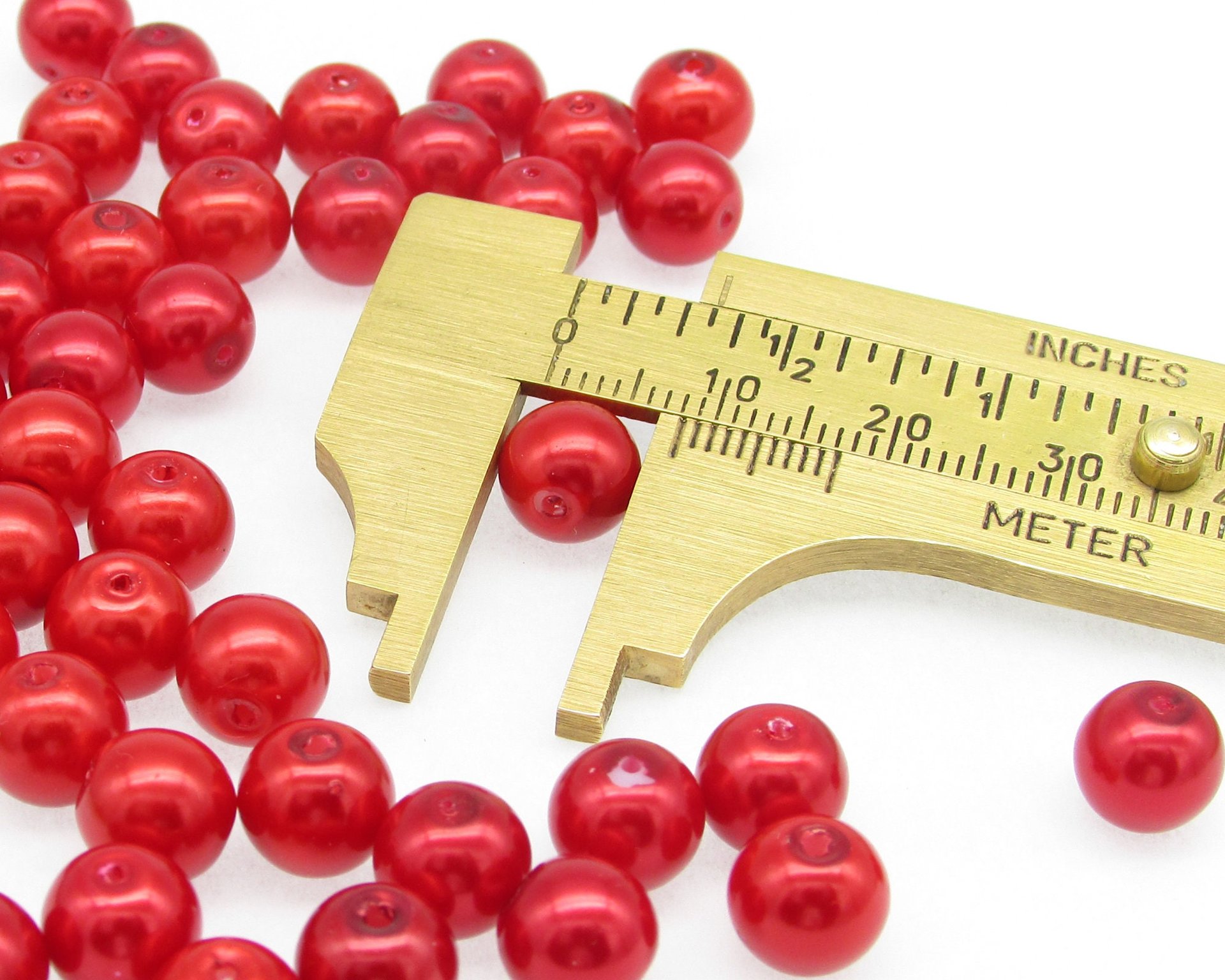 8mm Red Glass Pearls (50)