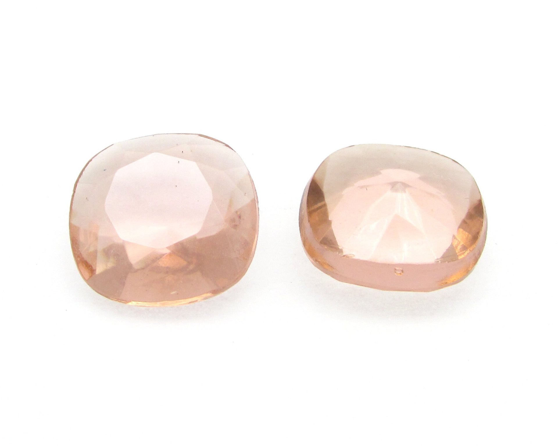 Vintage 14mm Square Light Peach Cushion Rhinestones
