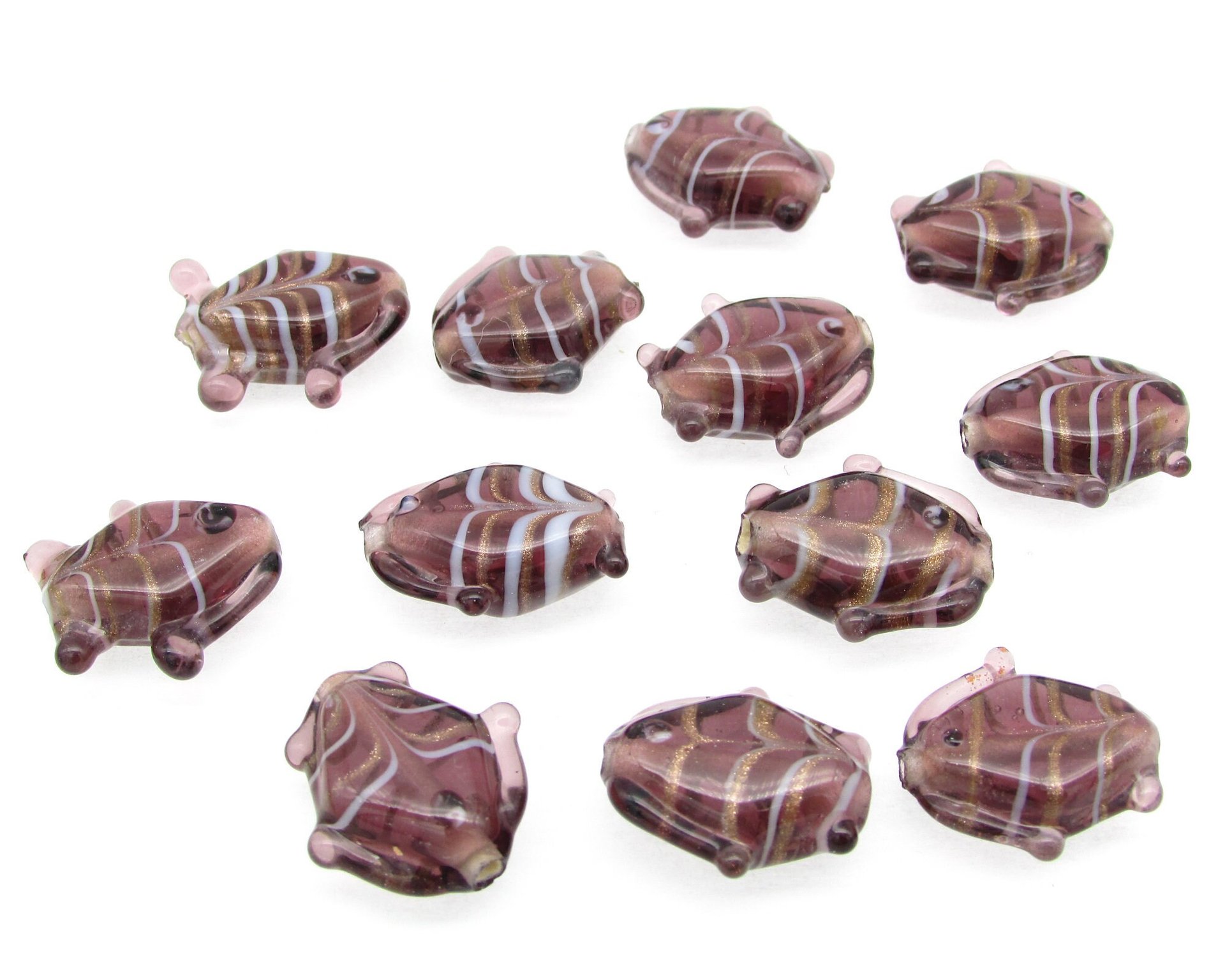 Purple 18mm Glass Fish Beads