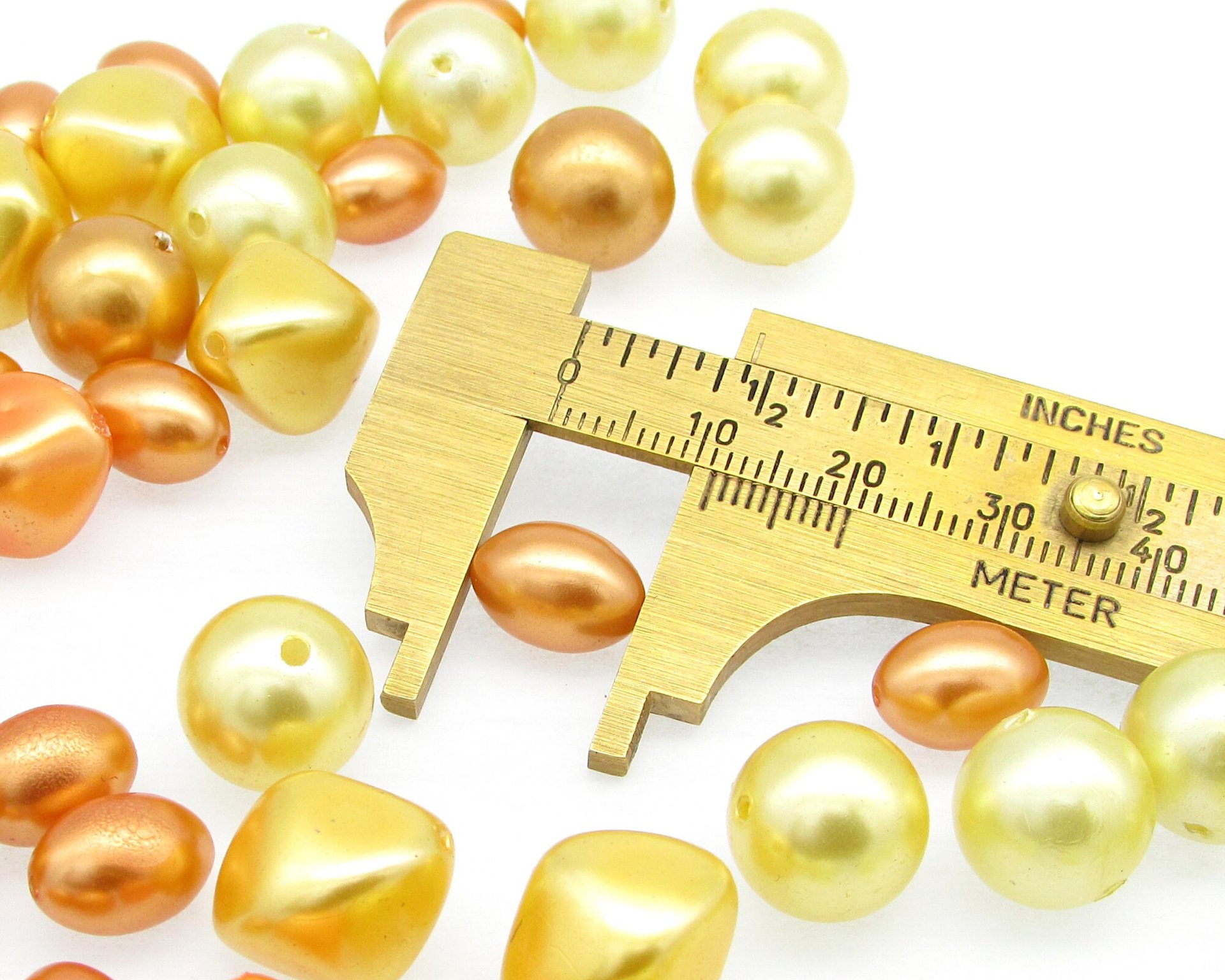 Vintage Plastic Faux Pearl Beads, Yellow and Orange Mix