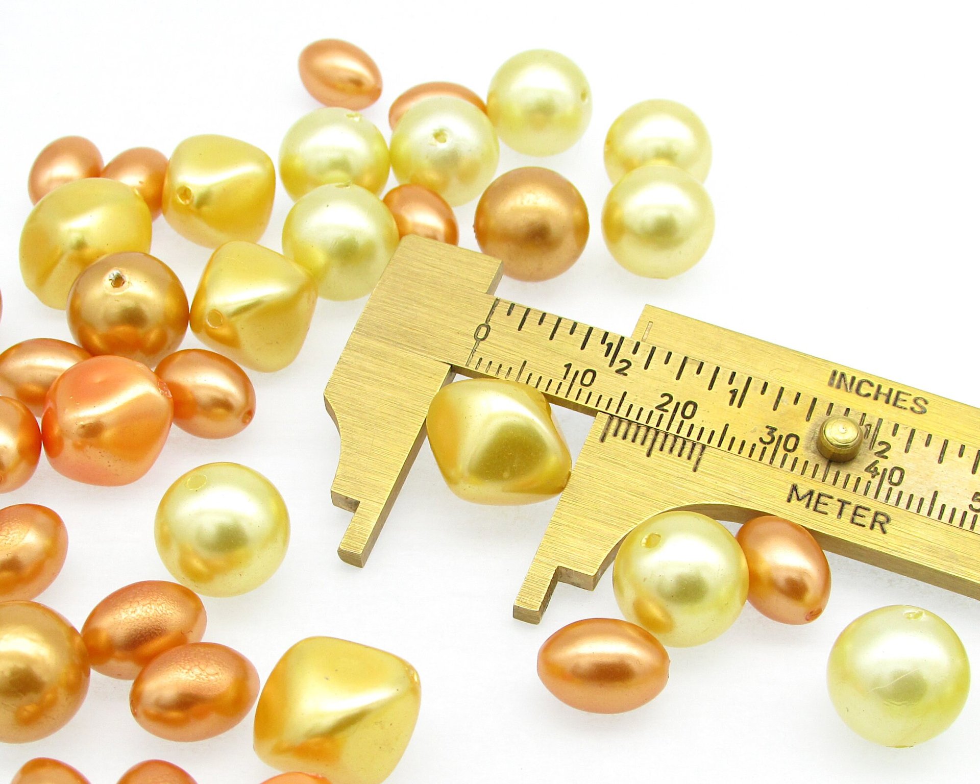 Vintage Plastic Faux Pearl Beads, Yellow and Orange Mix