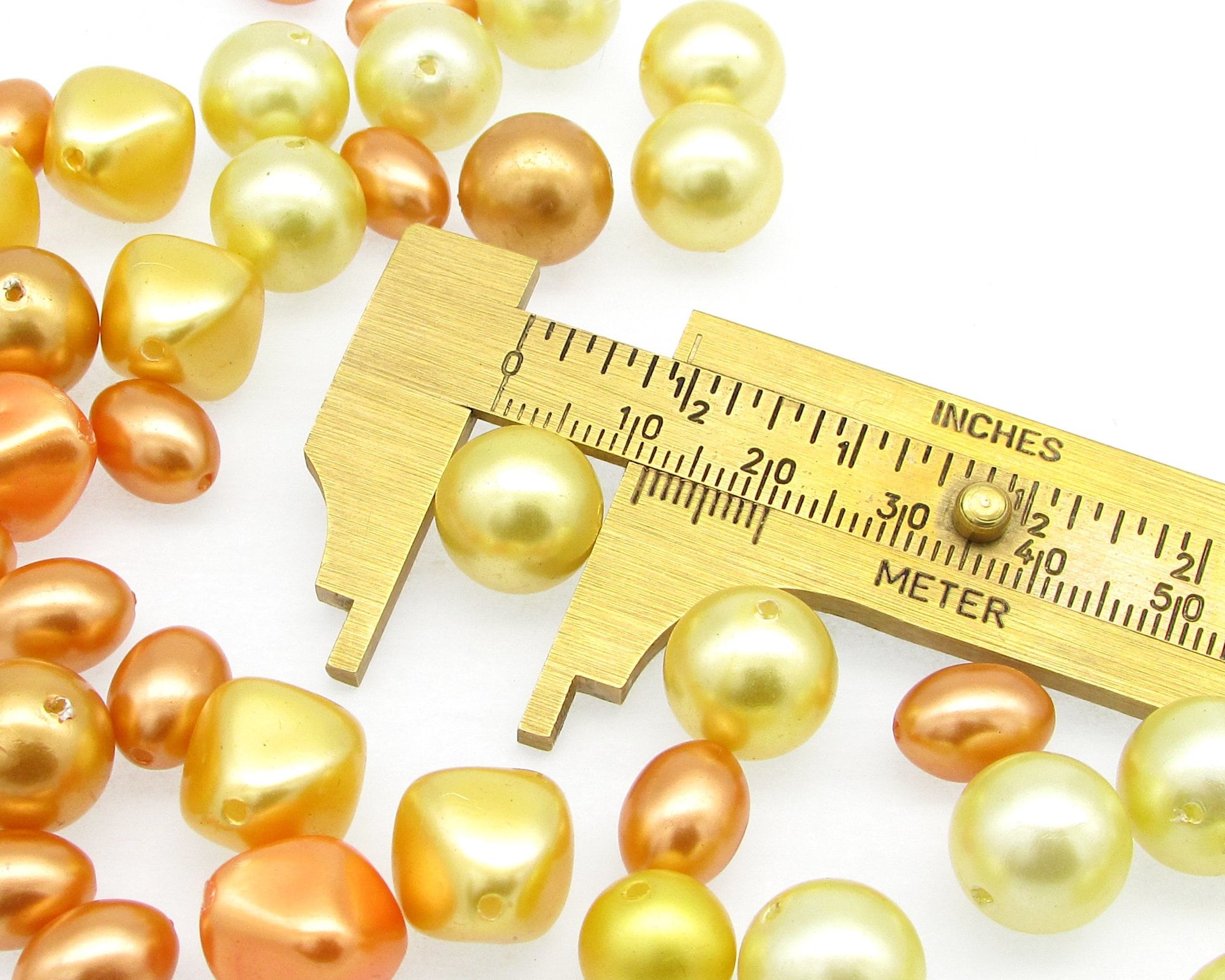 Vintage Plastic Faux Pearl Beads, Yellow and Orange Mix