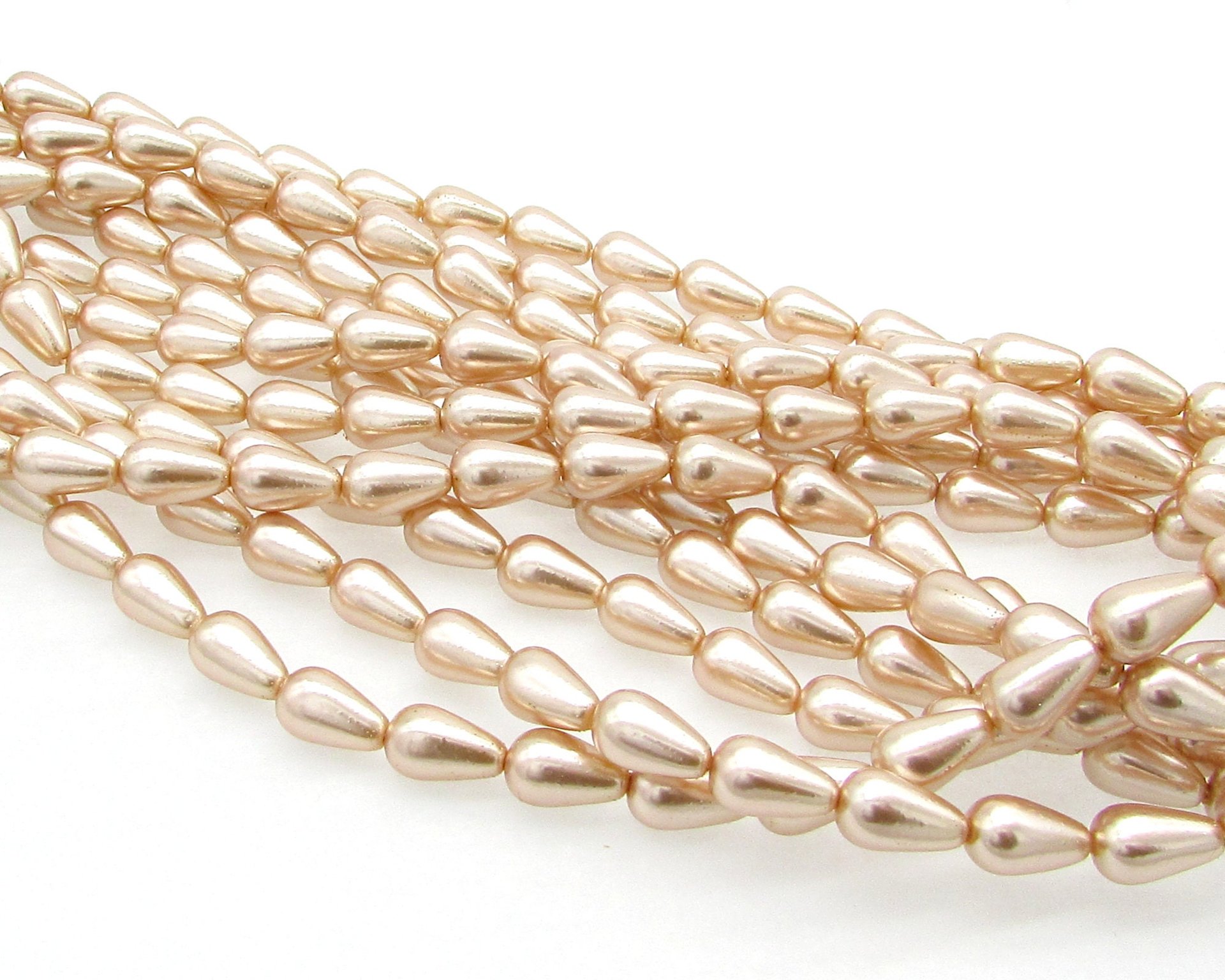 Pink 12mm Teardrop Czech Glass Pearl Beads