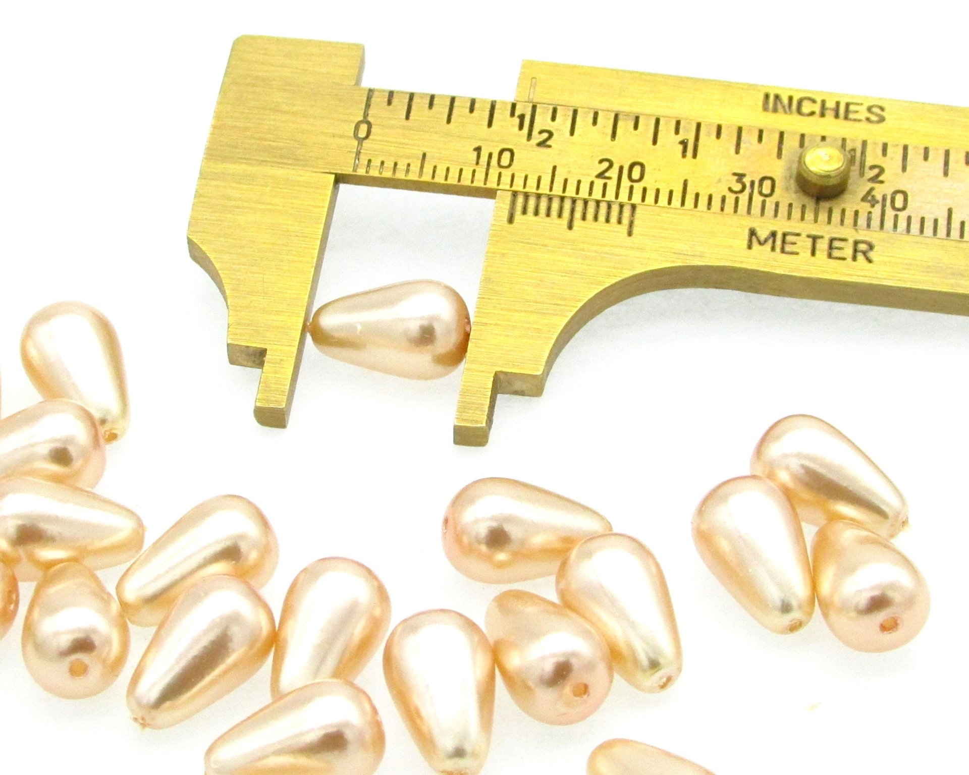 Pink 12mm Teardrop Czech Glass Pearl Beads