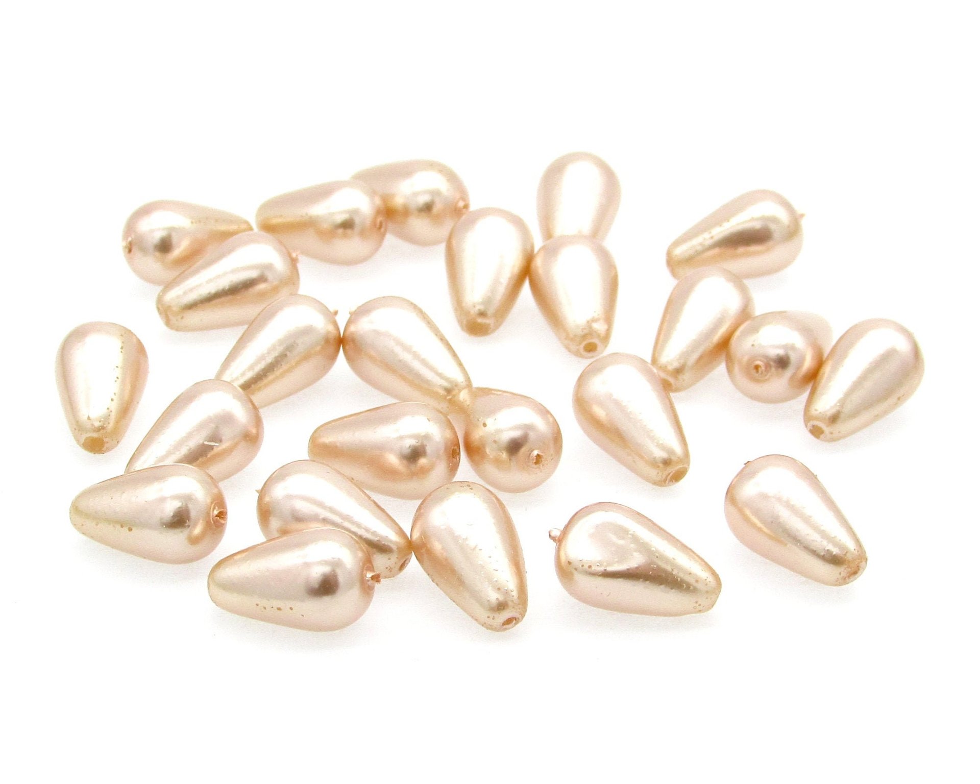 Pink 12mm Teardrop Czech Glass Pearl Beads