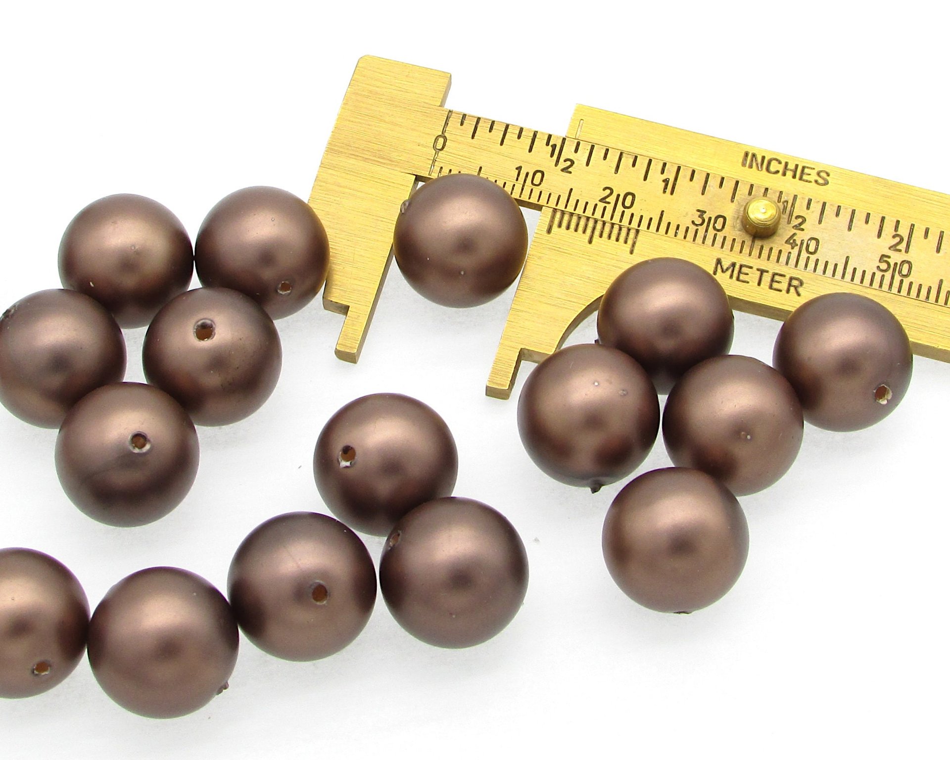 Brown Semi-Matte Plastic Pearl Beads