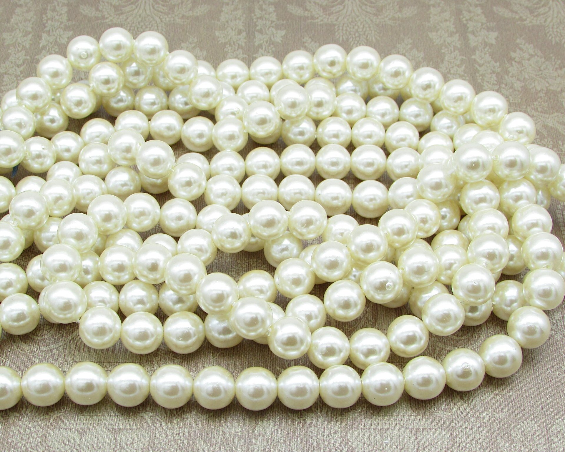 8mm Round Faux Pearls, Vintage Cultura Opaque Plastic Beads