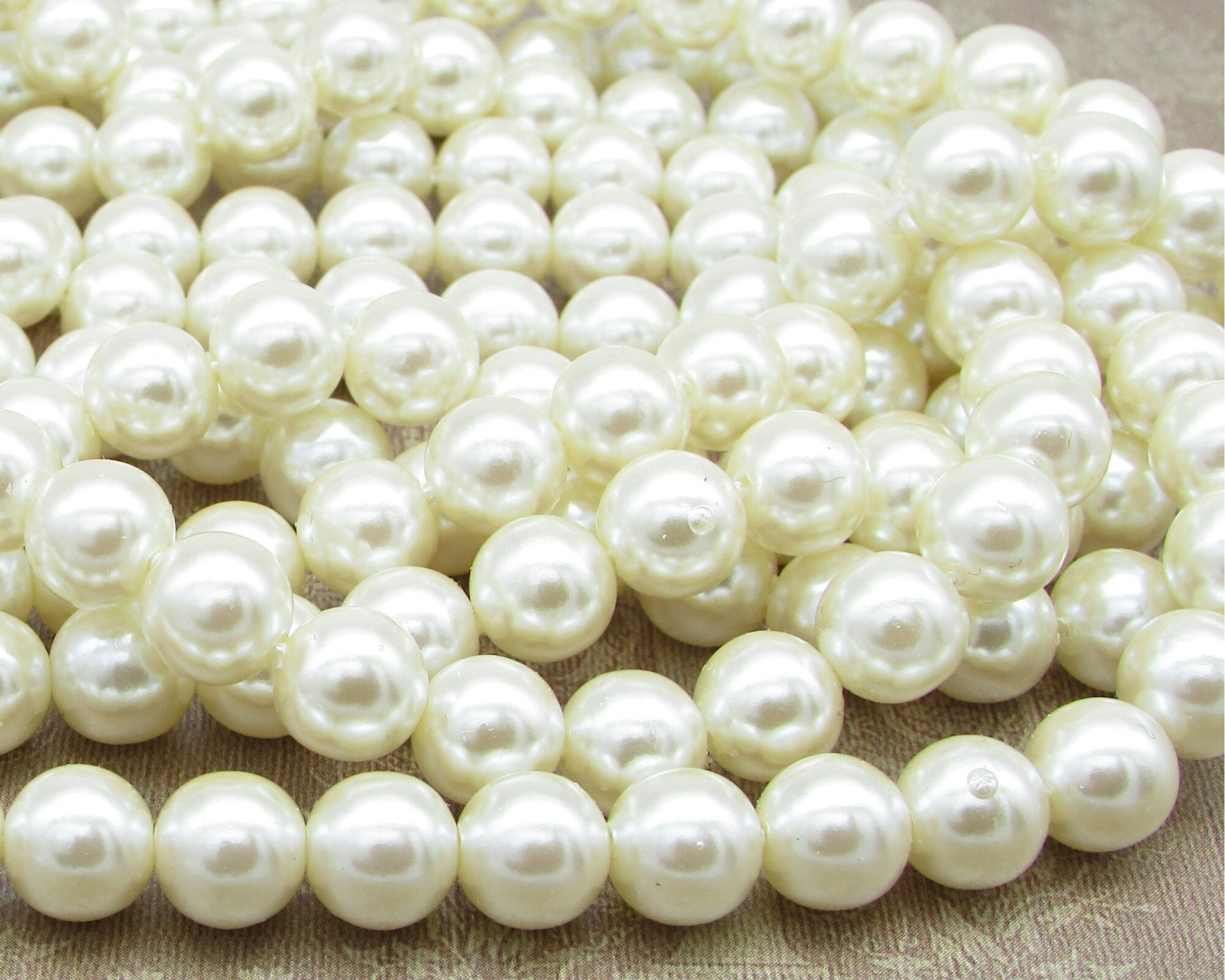 8mm Round Faux Pearls, Vintage Cultura Opaque Plastic Beads