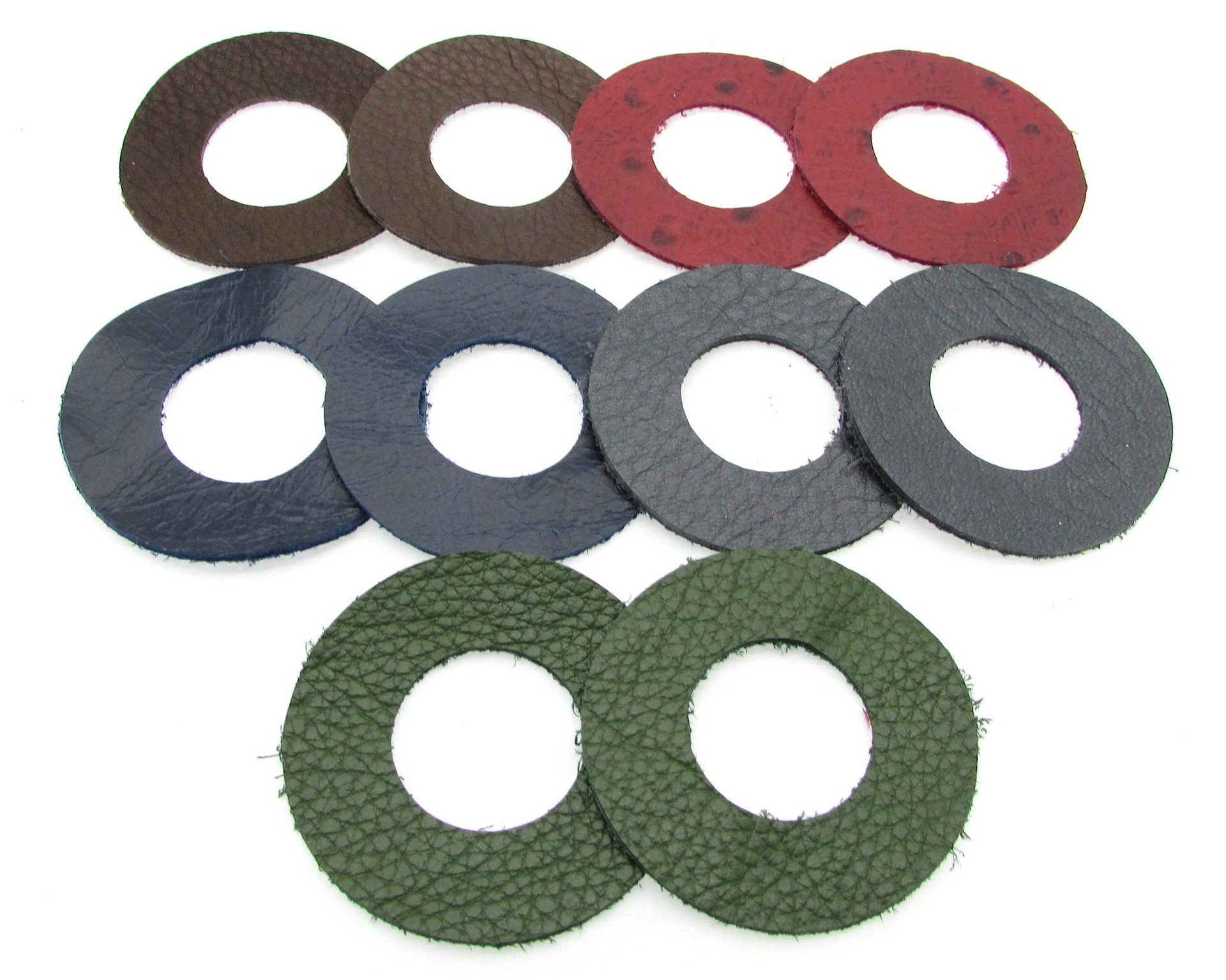 Large Donut Pendants, Die Cut Upcycled Genuine Leather Circles (10)