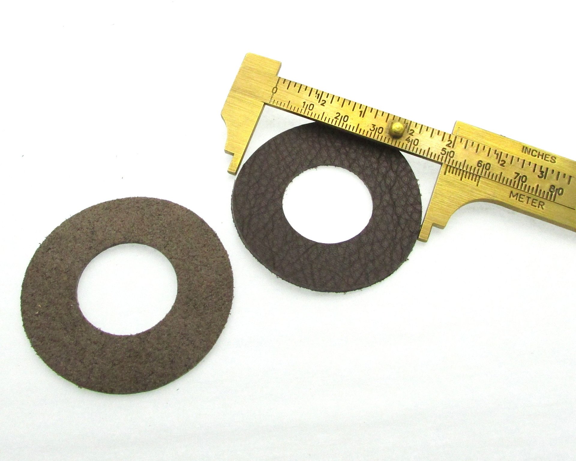 Large Donut Pendants, Die Cut Upcycled Genuine Leather Circles (10)