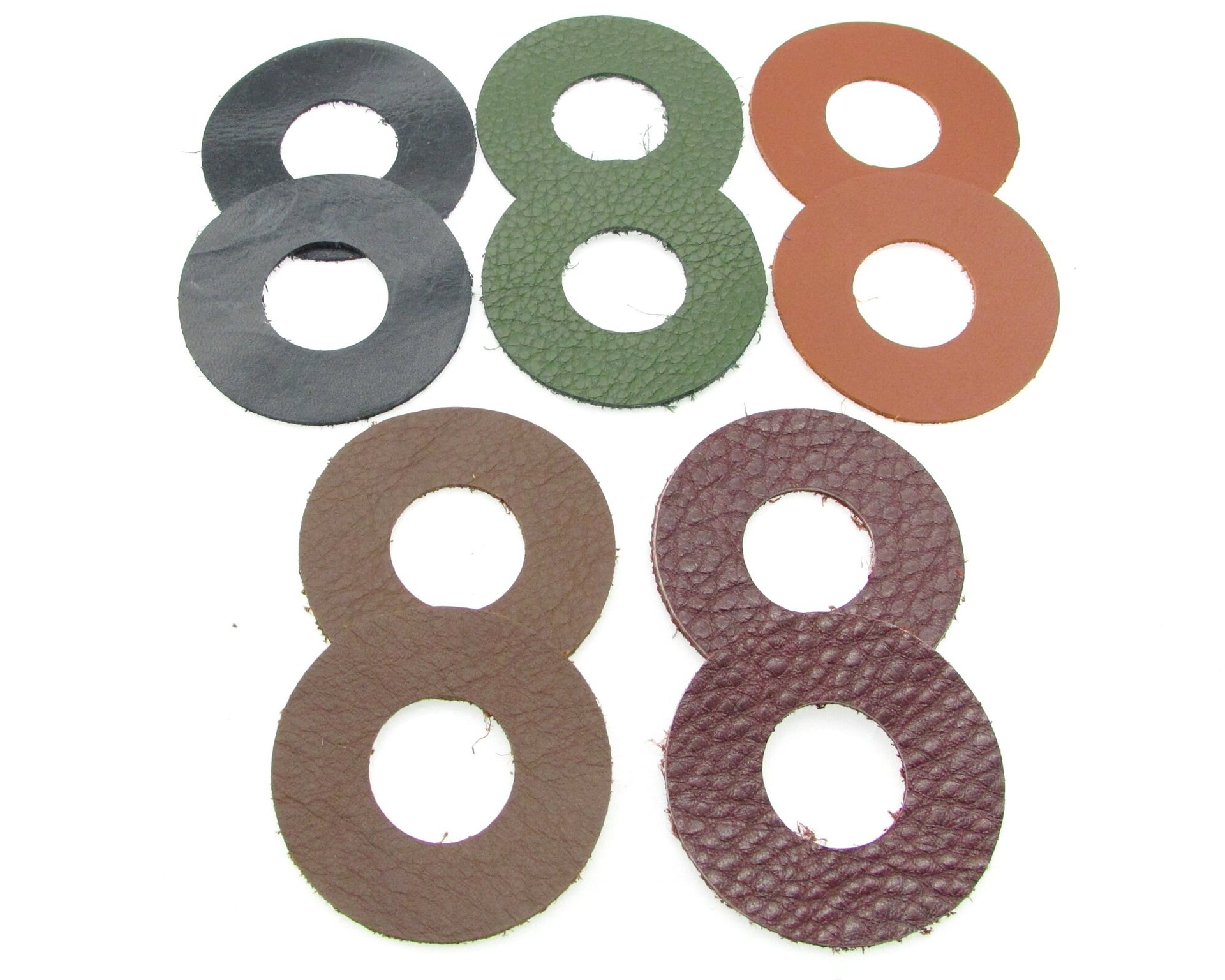 1.75” Donut Pendants, Upcycled Die Cut Leather (10)