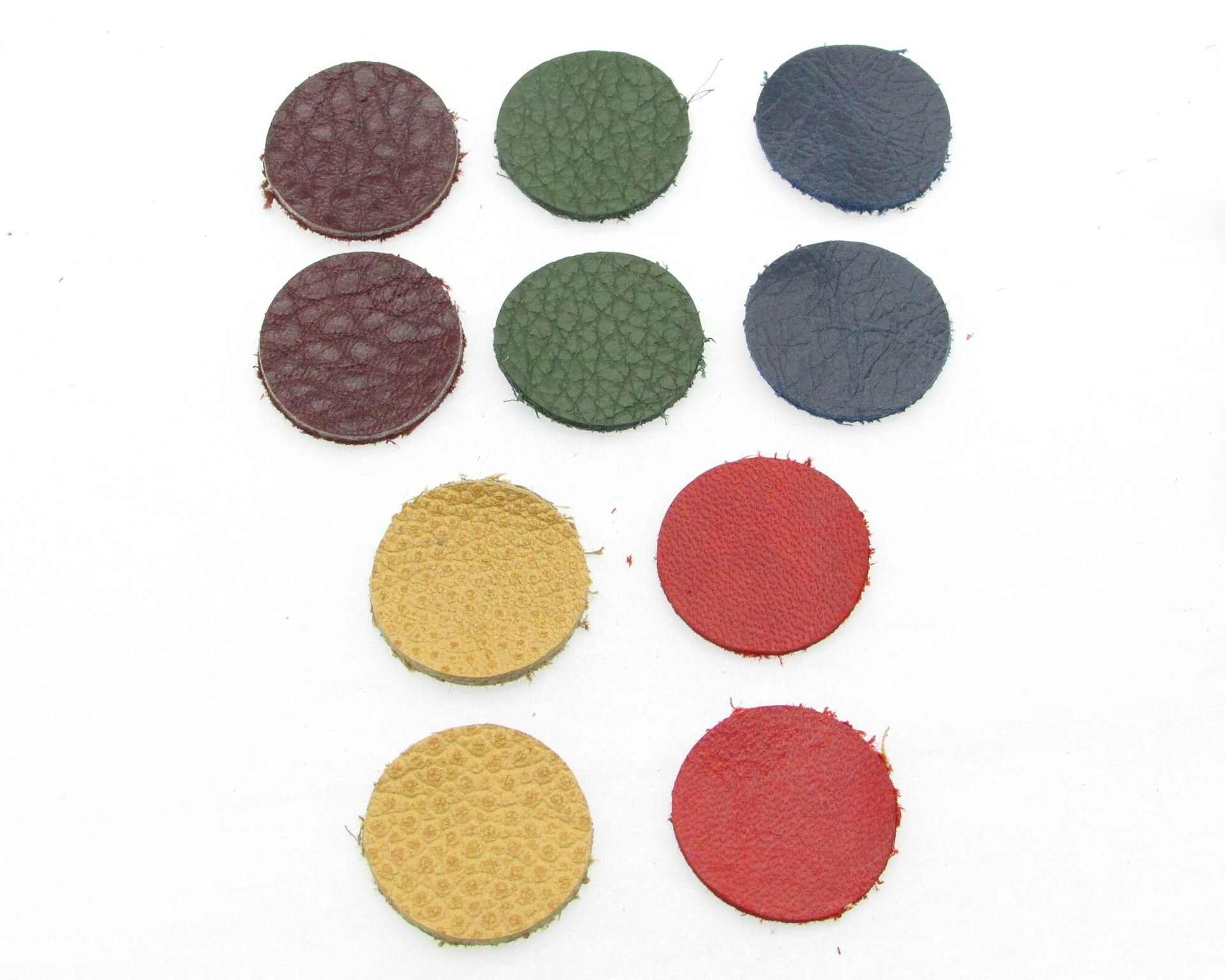 Medium Circle Die Cuts, 0.75 Inch Upcycled Leather Shapes for Mixed Media Art (10 pairs)