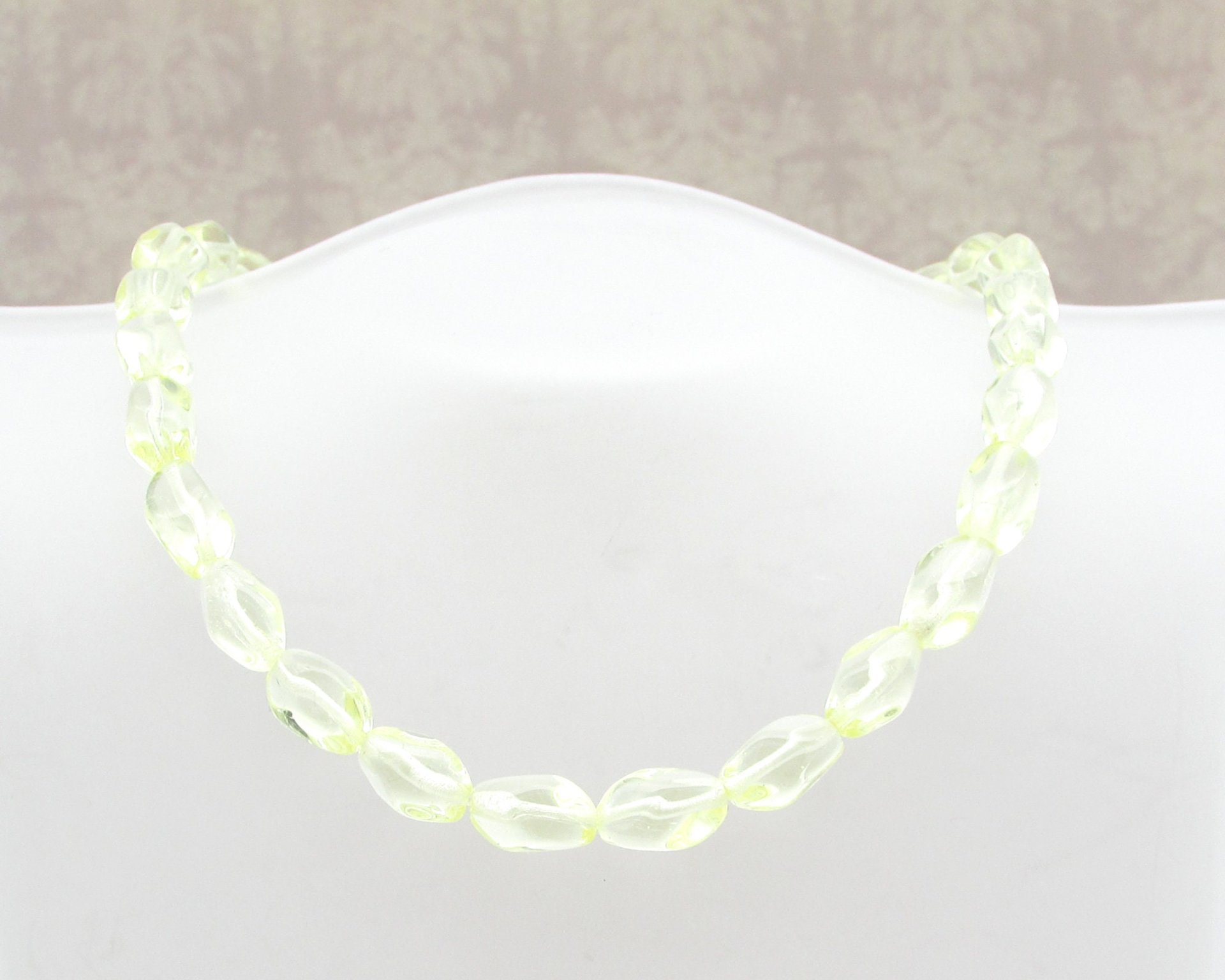 11x7mm Pinched Oval Beads, Baroque Barrels, Translucent Czech Pressed Glass