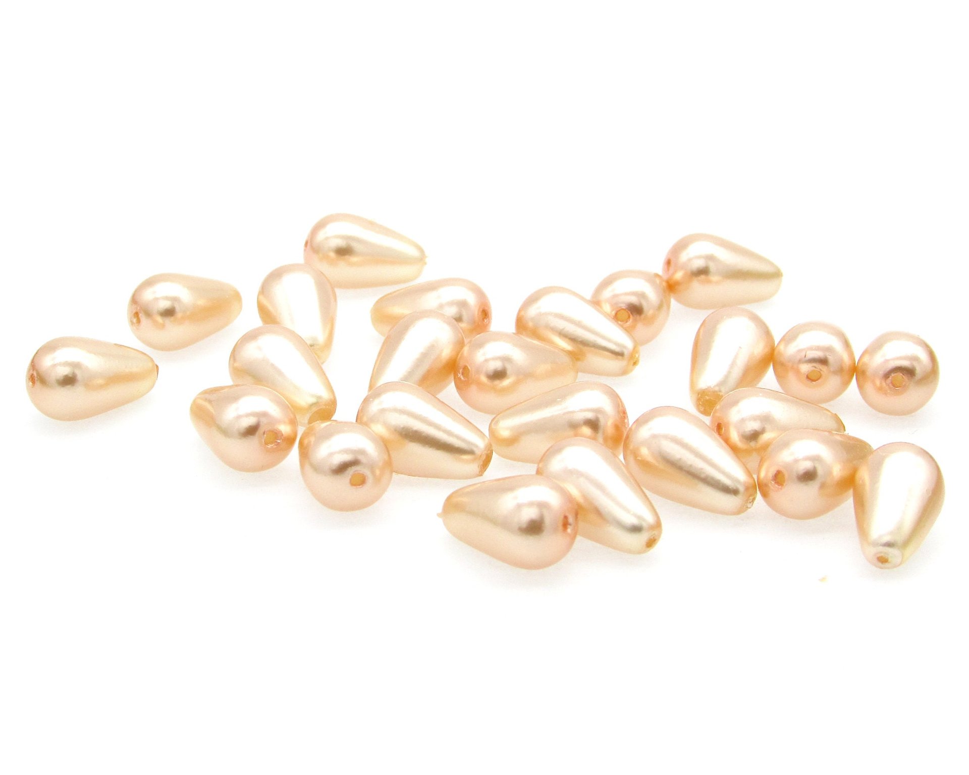 Pink 12mm Teardrop Czech Glass Pearl Beads