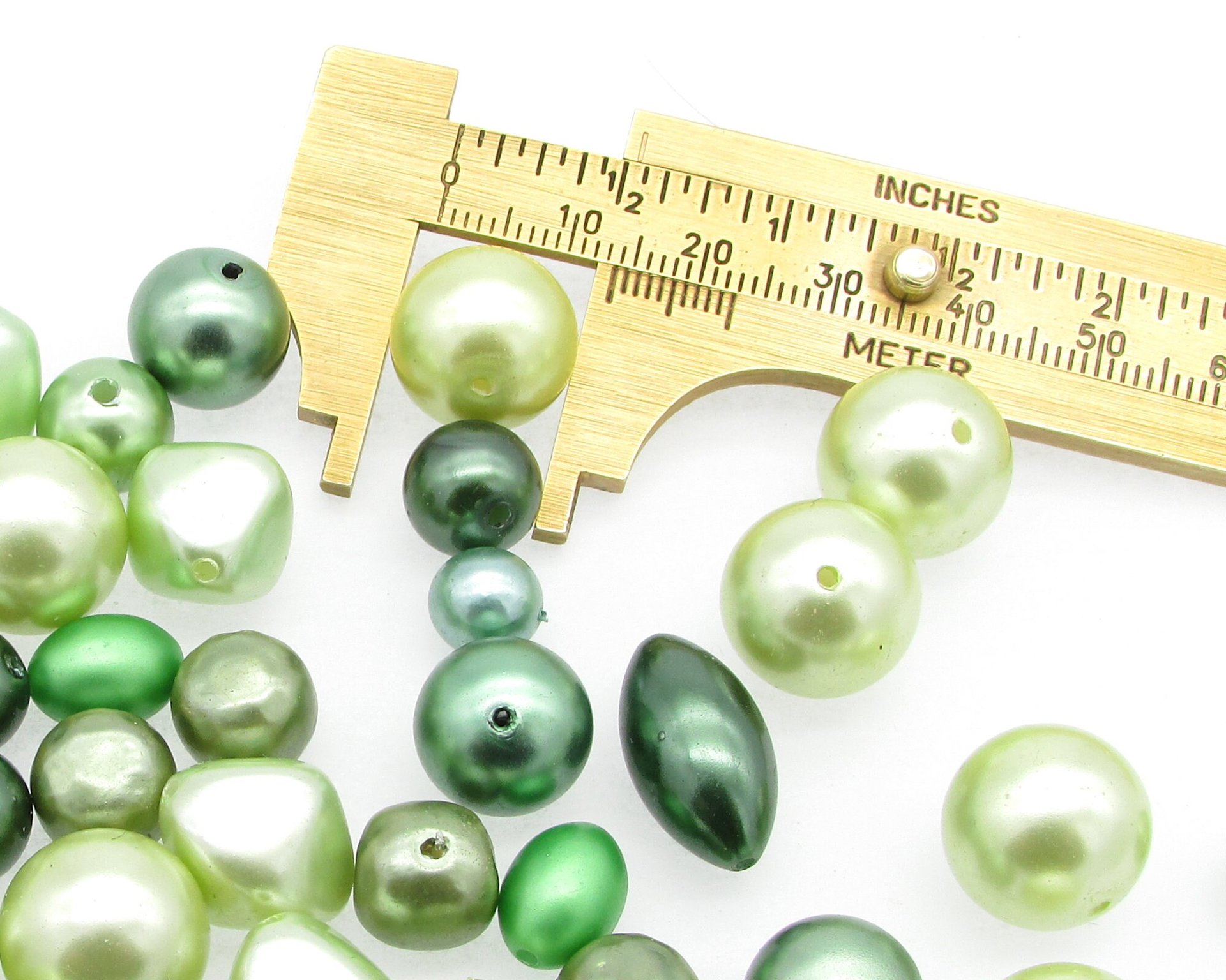 Green Plastic Pearl Bead Mix, 8mm-15mm Assorted Shapes