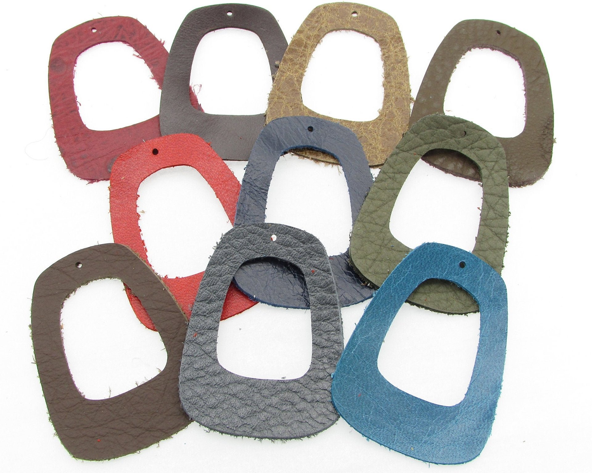 2 Inch Trapezoid Pendant Blanks, Upcycled Leather Die Cuts (10)