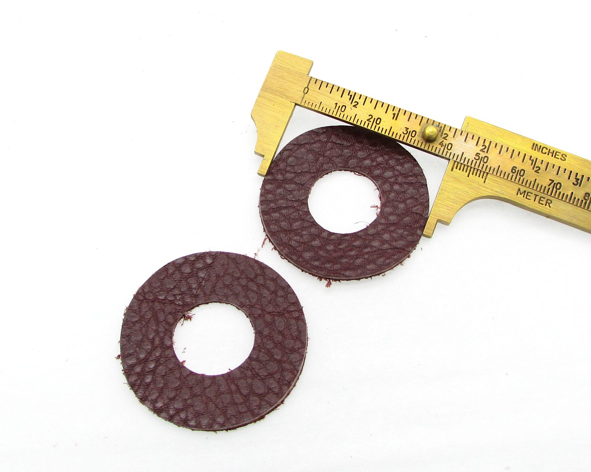 1.75” Donut Pendants, Upcycled Die Cut Leather (10)