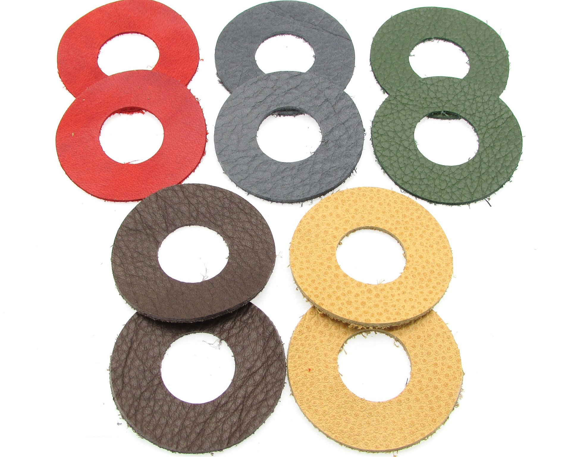 1.75” Donut Pendants, Upcycled Die Cut Leather (10)