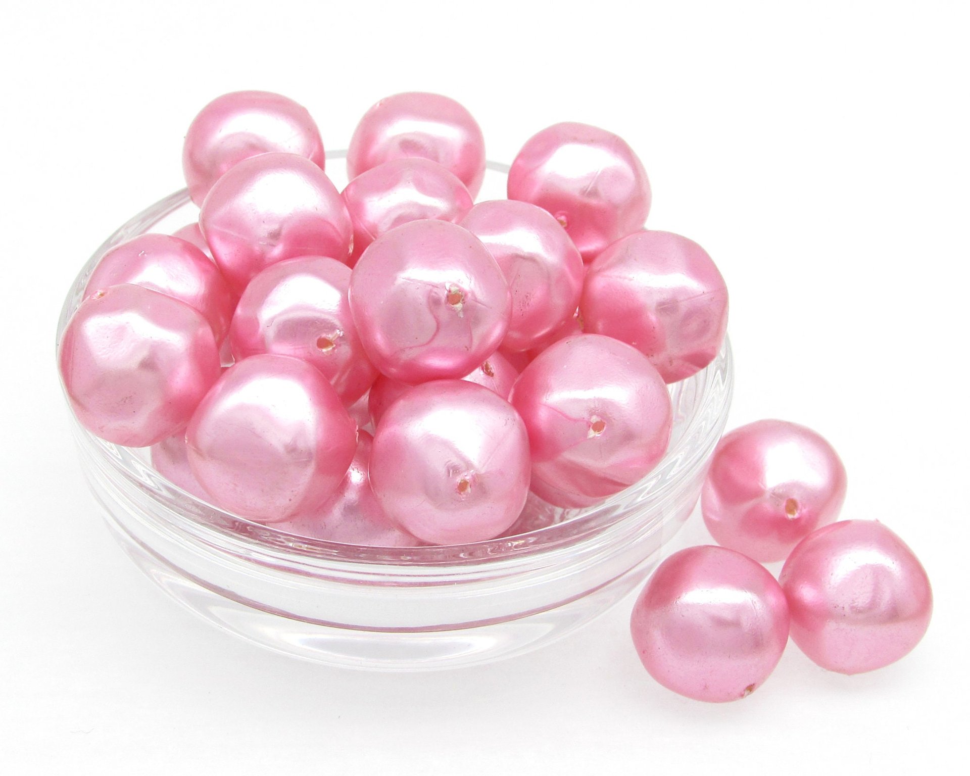 15mm Pink Baroque Round Plastic Pearls (27)